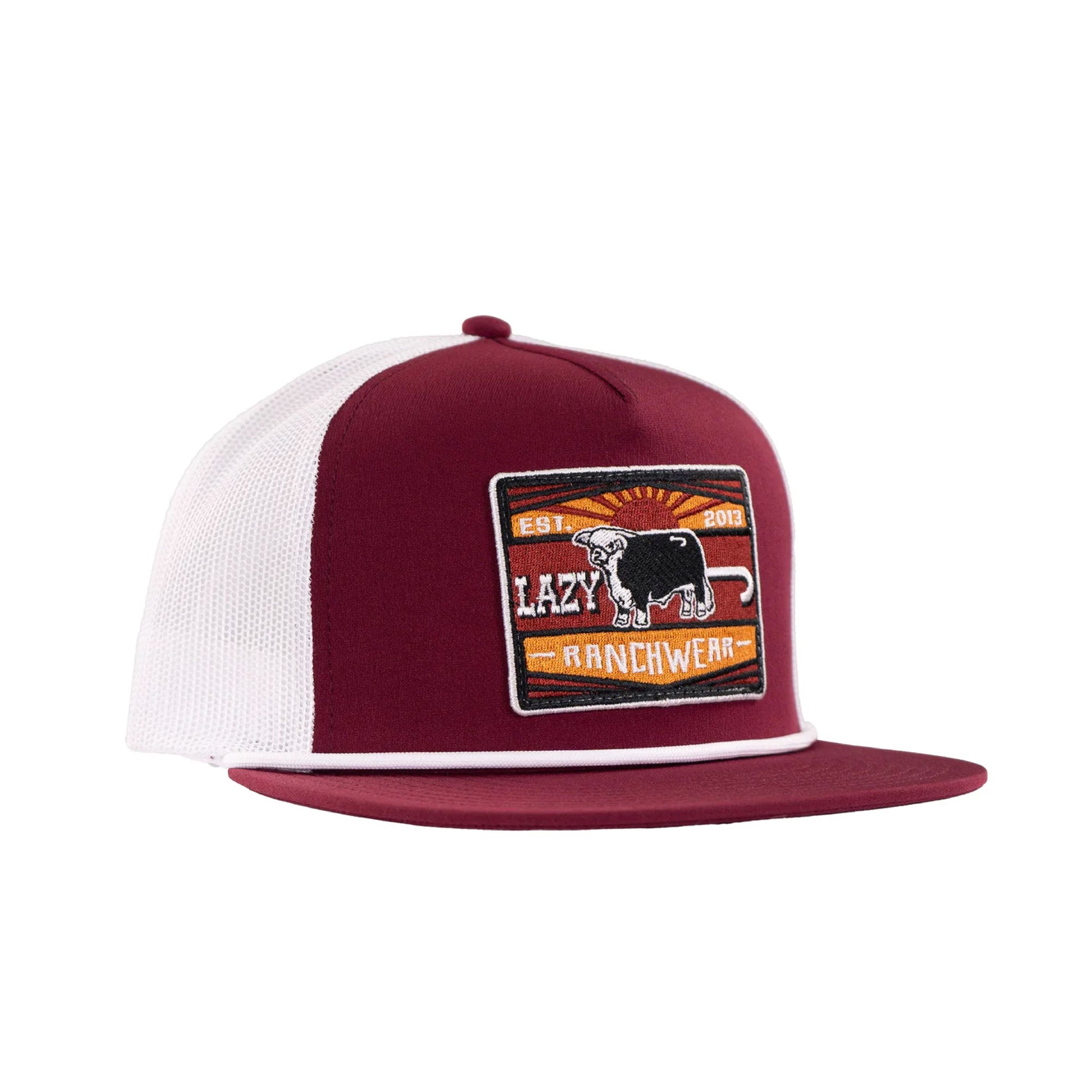 Lazy J Ranch Wear Maroon & White Smokeless Classic Rope Trucker Cap