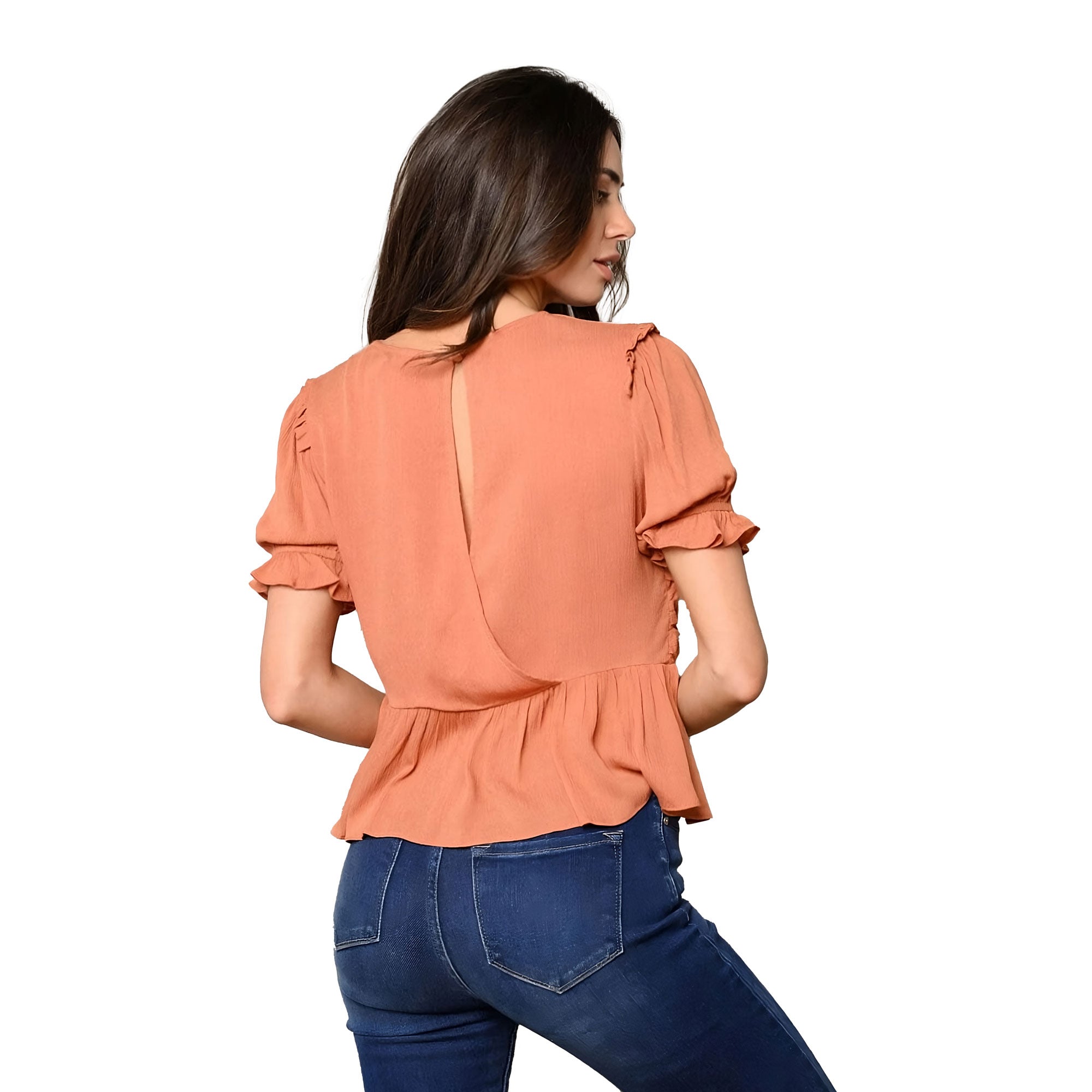 Miou Muse Short Sleeve Detailed Back Top