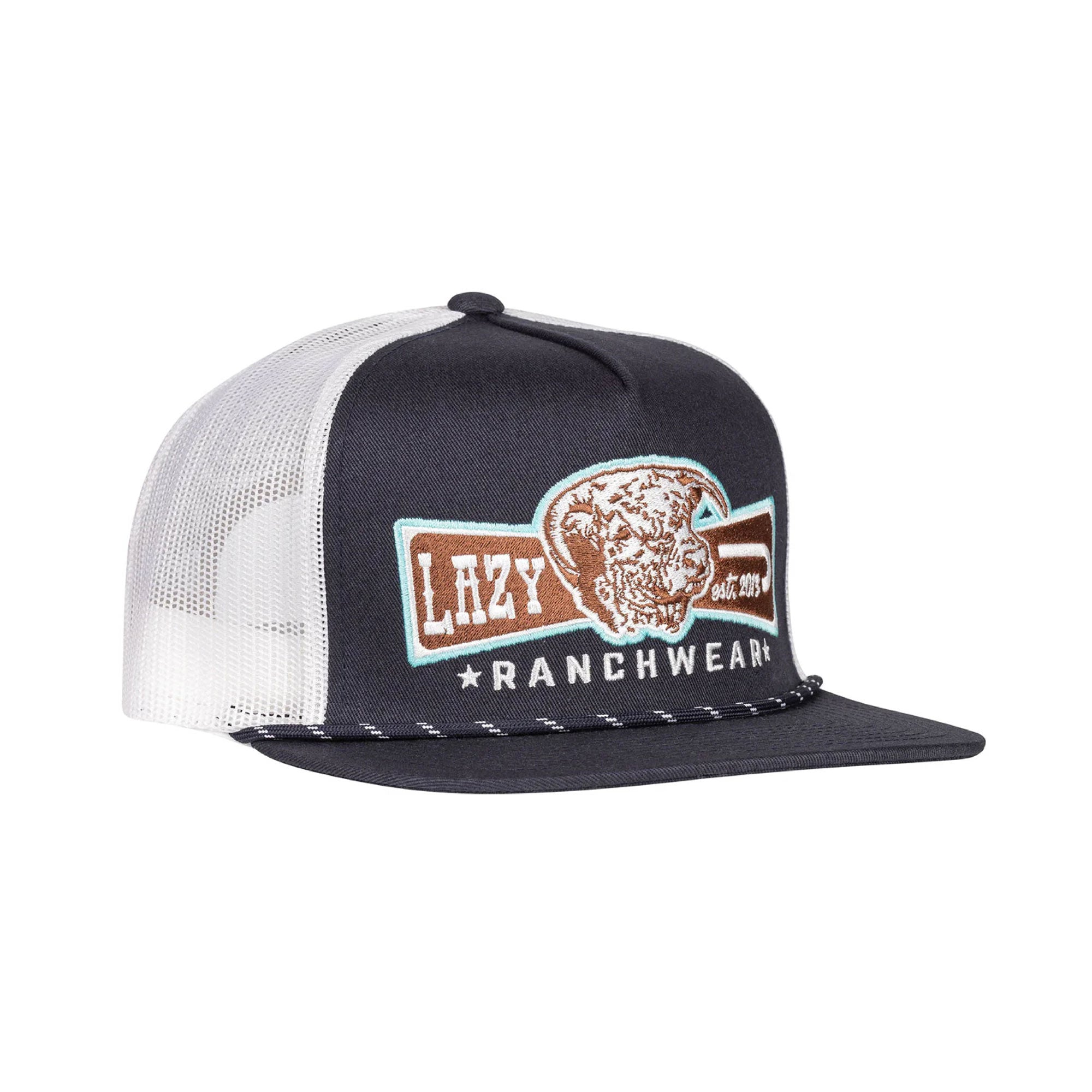 Lazy J Ranch Wear Navy & White Diamond Banner Classic Rope Cap