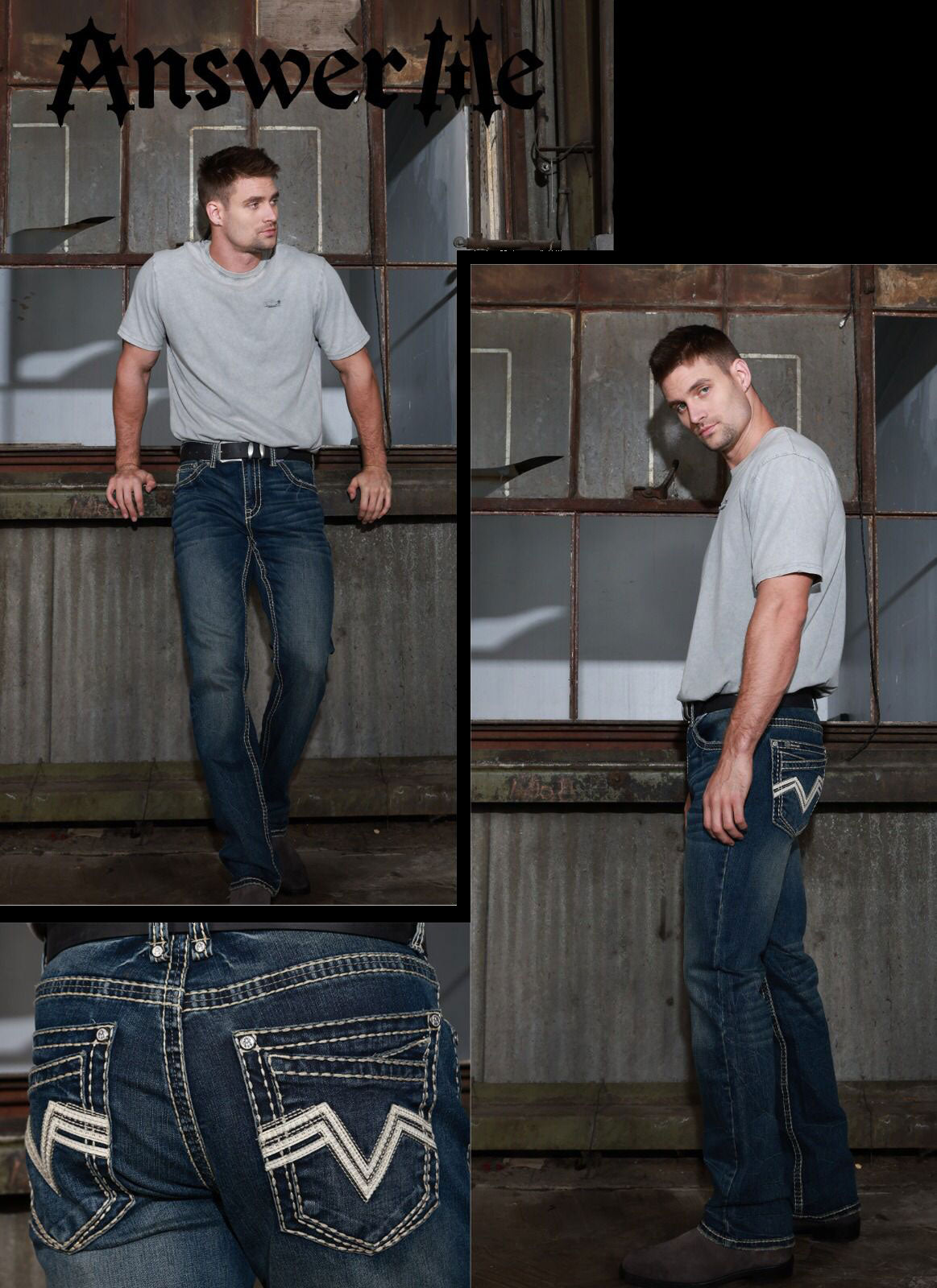 Answer Me Dark Blue Embroidered Slim Straight Jean