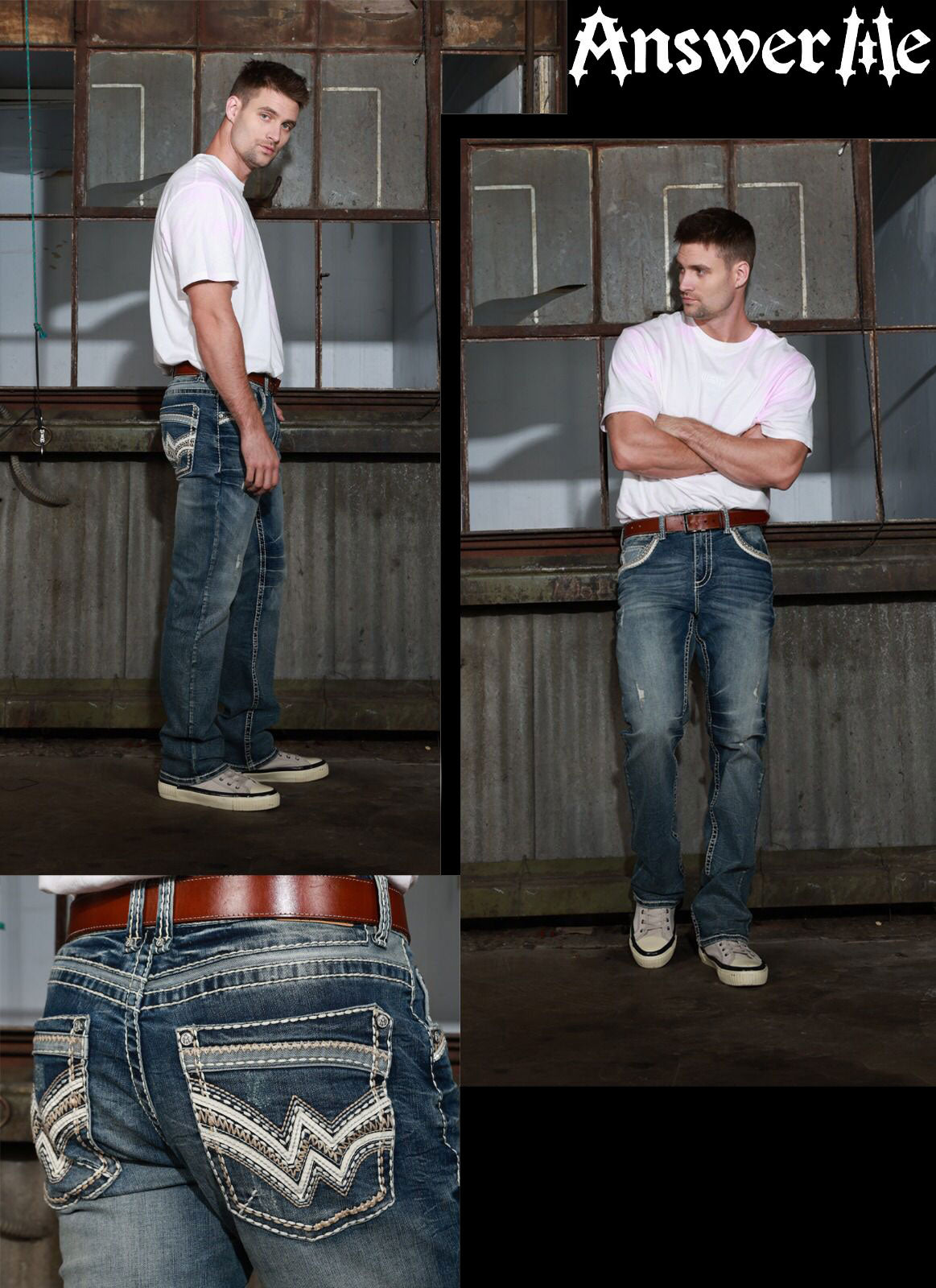 Answer Me Medium Wash Embroidered Slim Straight Jean