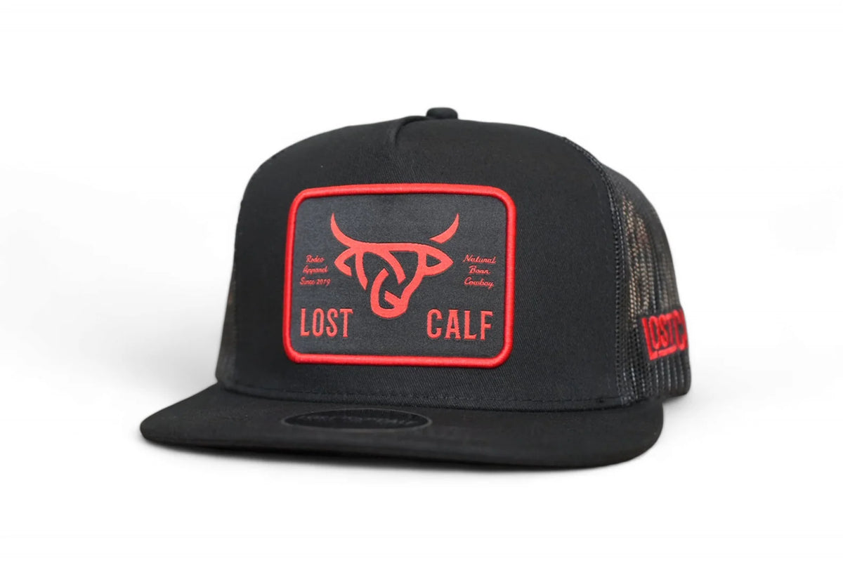 Lost Calf Black Flat Plate Trucker Cap