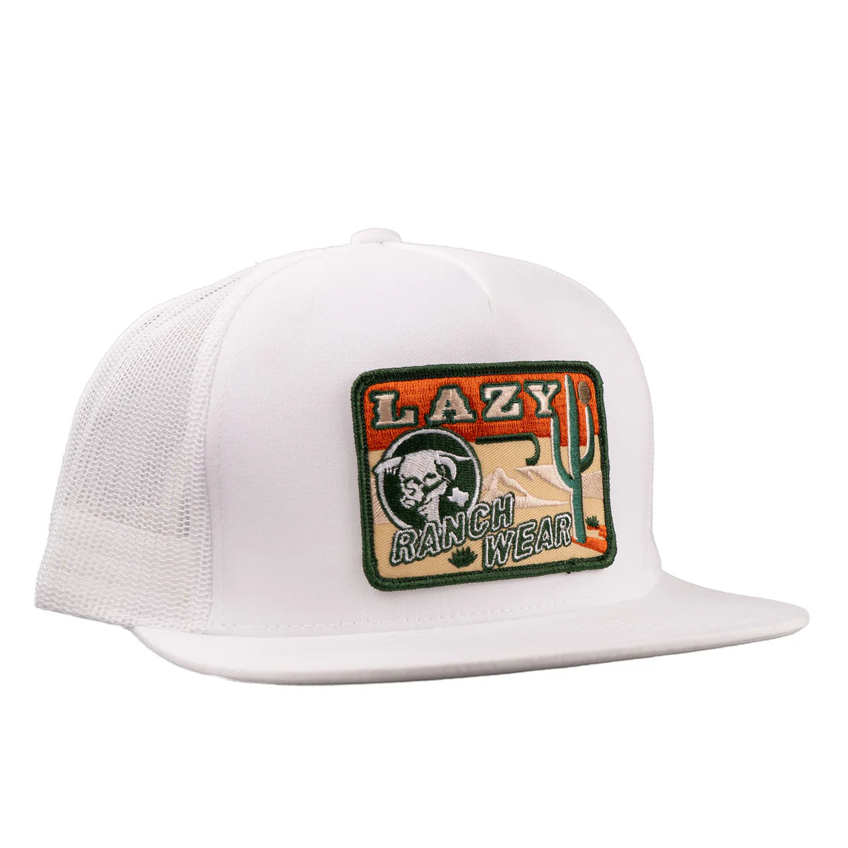 Lazy J Ranch White Big Bend Classic Five Panel Trucker Cap