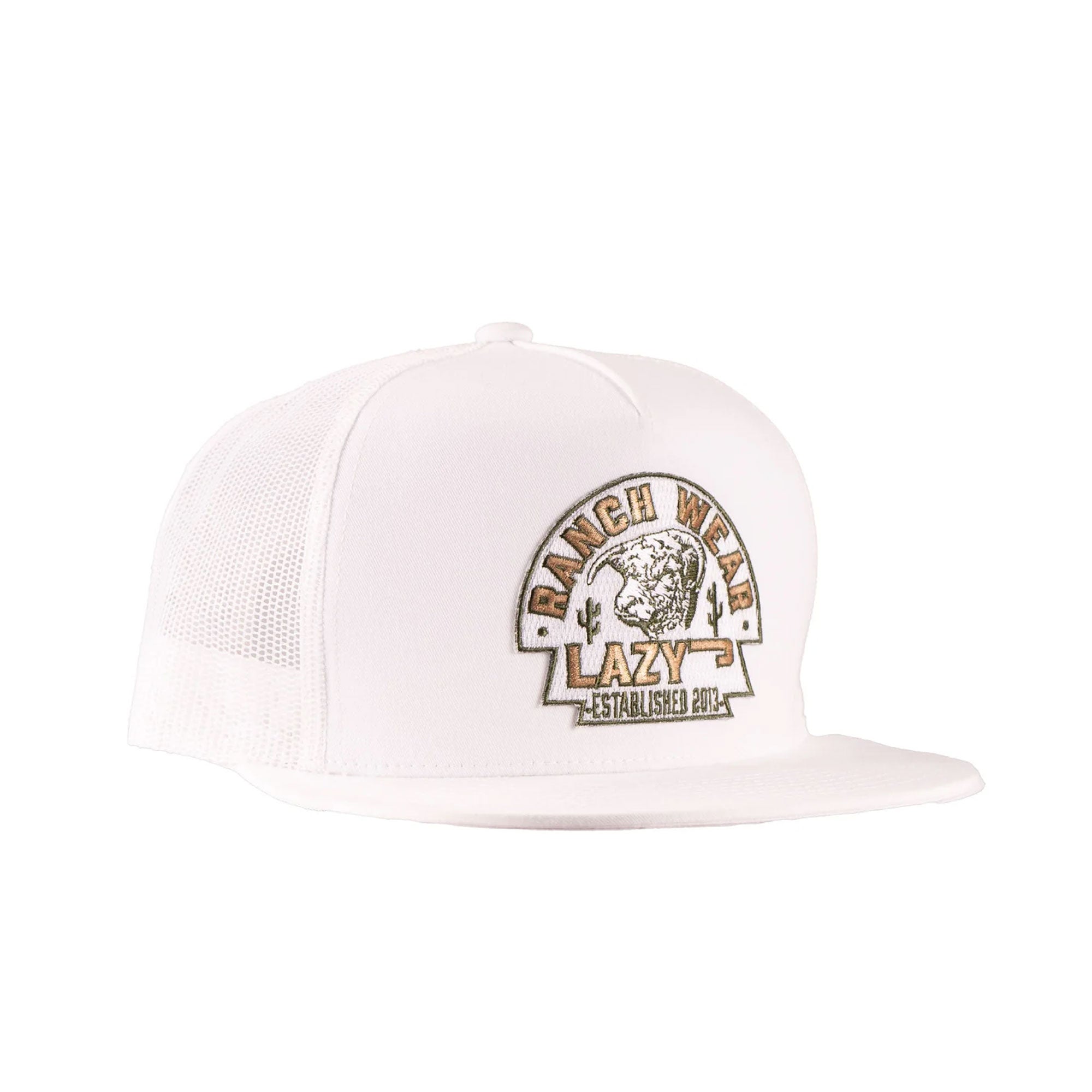 Lazy J Ranch White Olive Arrowhead Classic Five Panel Trucker Cap