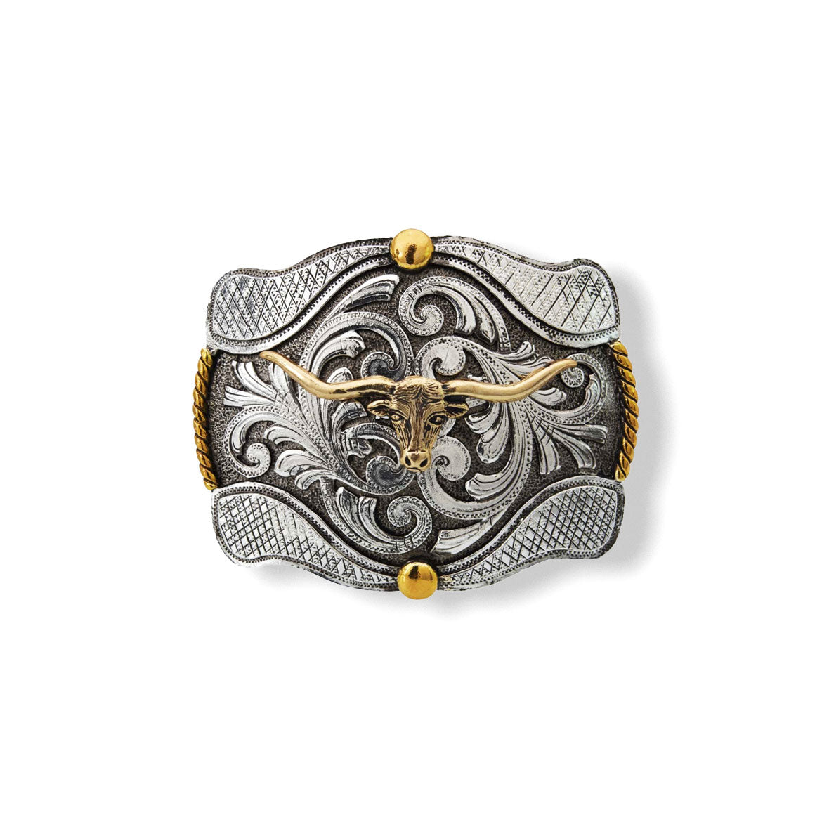 White Diamonds Longhorn Bull Belt Buckle