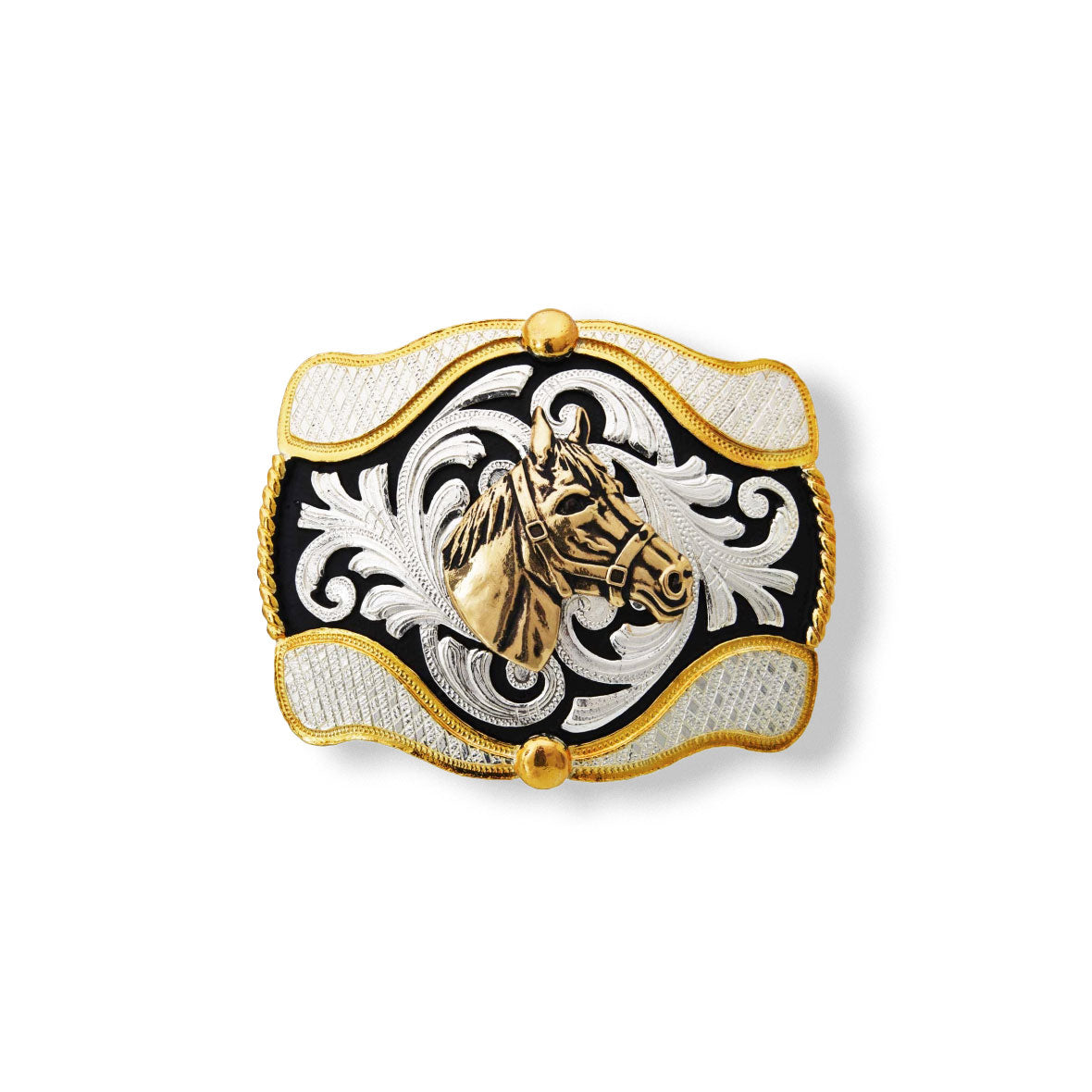 White Diamonds Horse Head Belt Buckle