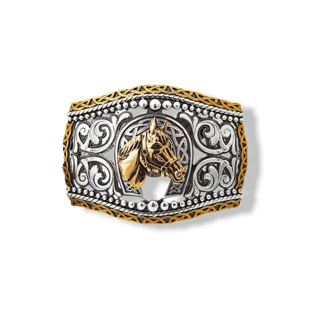 White Diamonds Horse Head Belt Buckle