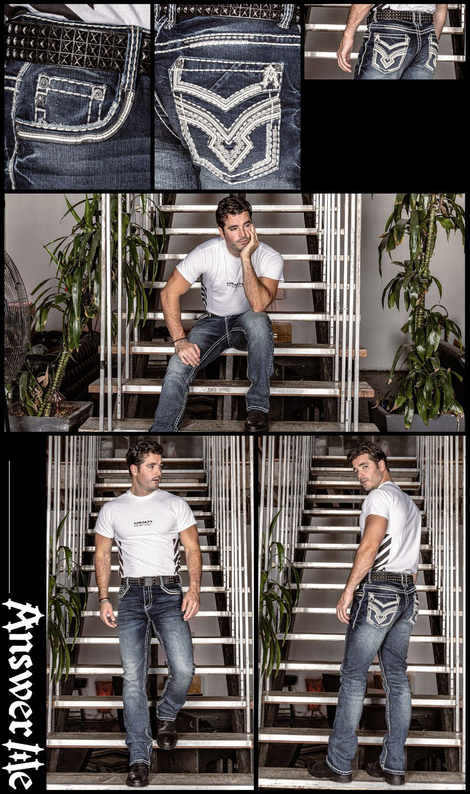 Answer Me Medium Wash Embroidered Slim Straight Jean