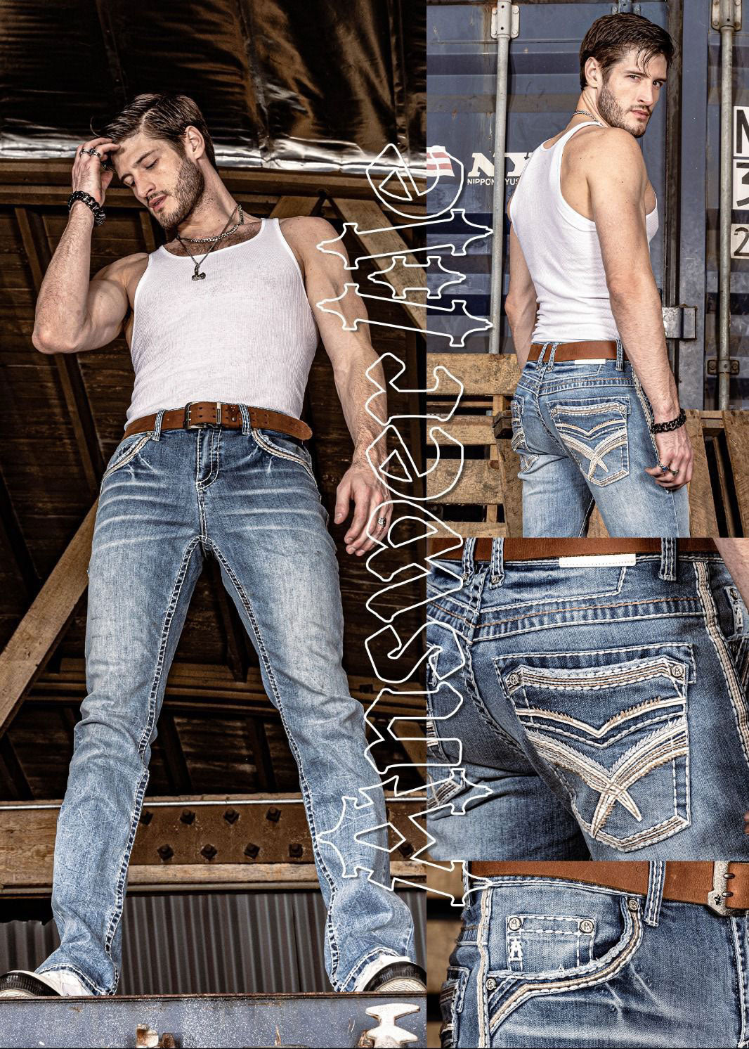 Answer Me Denim Medium Wash Embroidered Slim Straight Jean