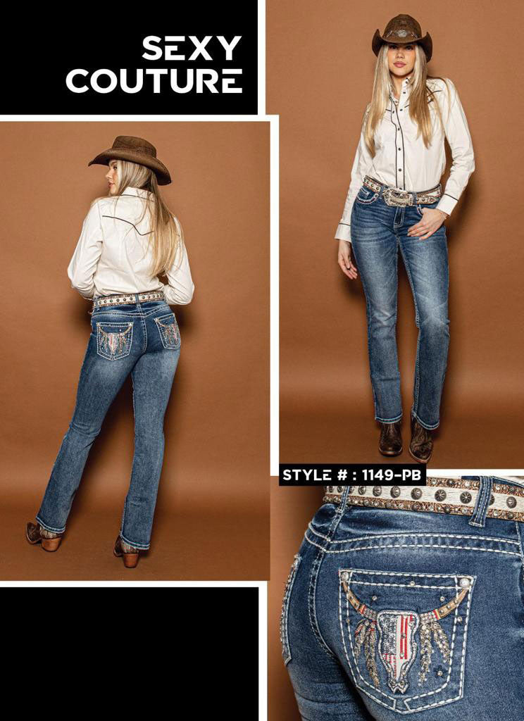 Sexy Couture Medium Blue Rhinestone Boot Cut Jeans