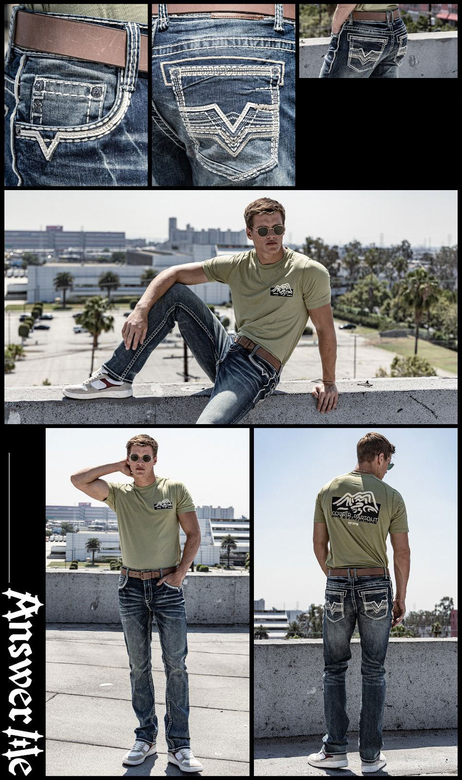 Answer Me Medium Wash Embroidered Slim Straight Jean