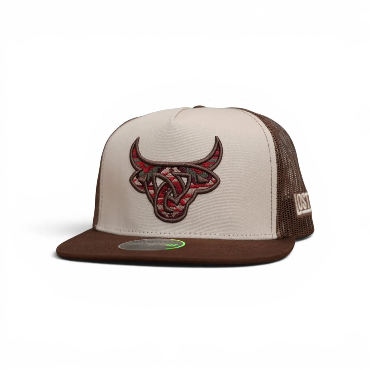 Lost Calf Tan & Brown Frontier Flat Bill Trucker Cap
