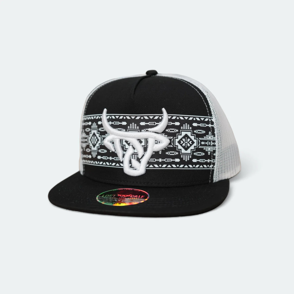 Lost Calf Black & White Shima Trucker Cap