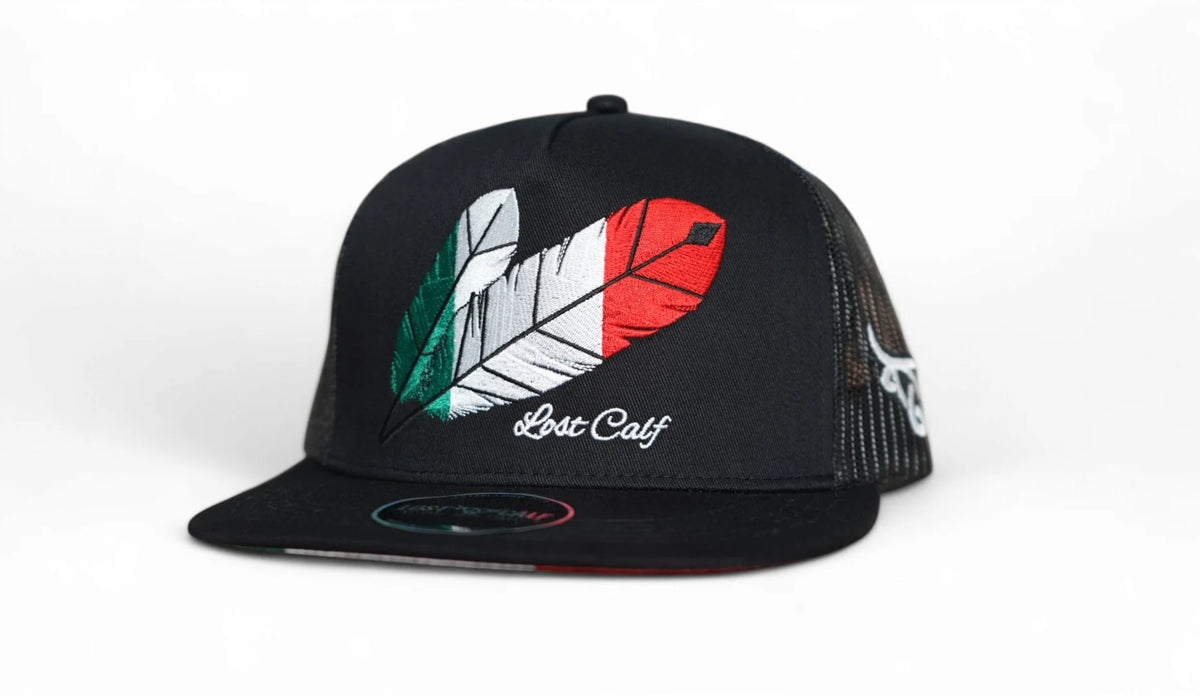 Lost Calf Mexican Tribe Black Flat Bill Trucker Cap