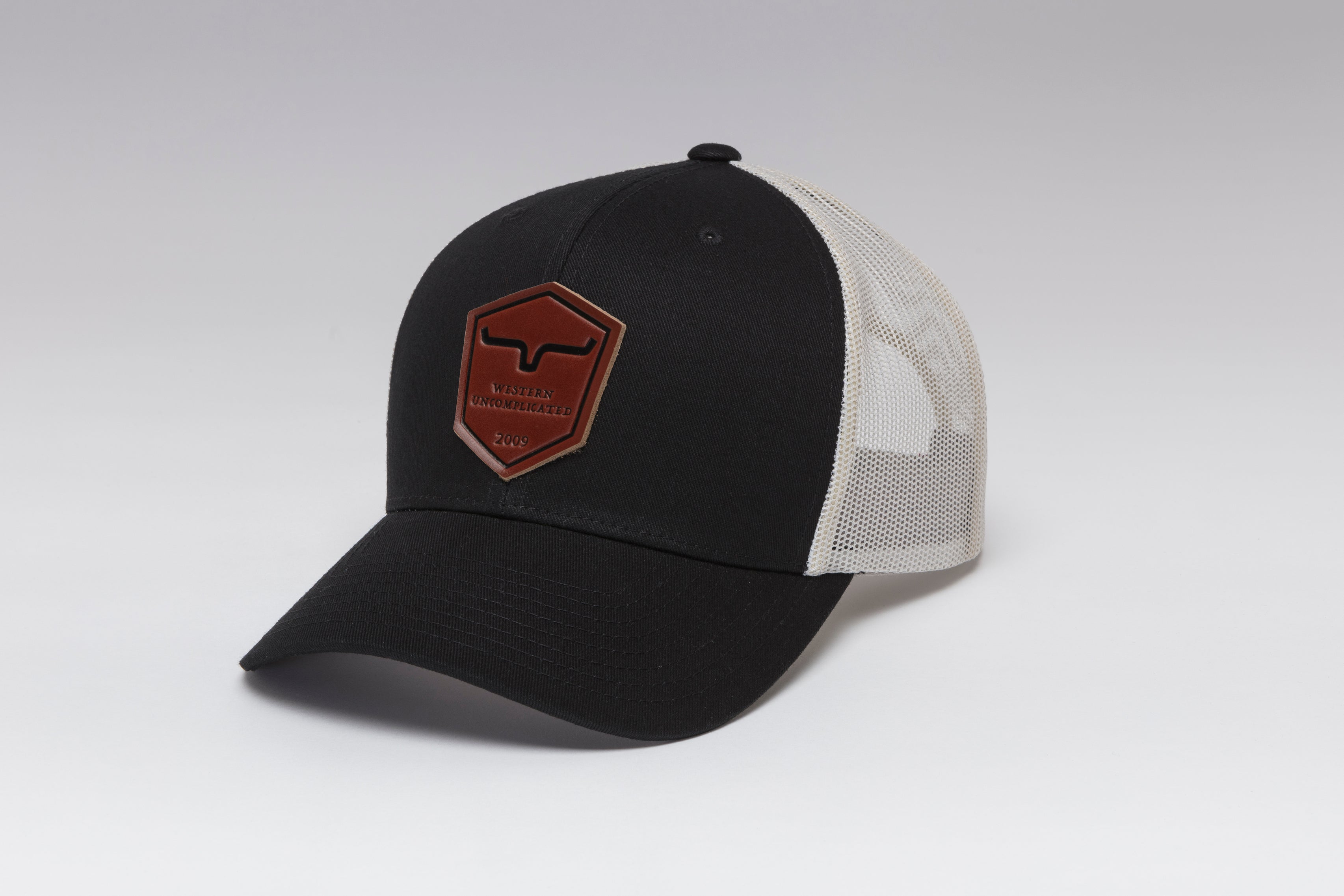 Kimes Ranch Black Shielded Patch Trucker Cap