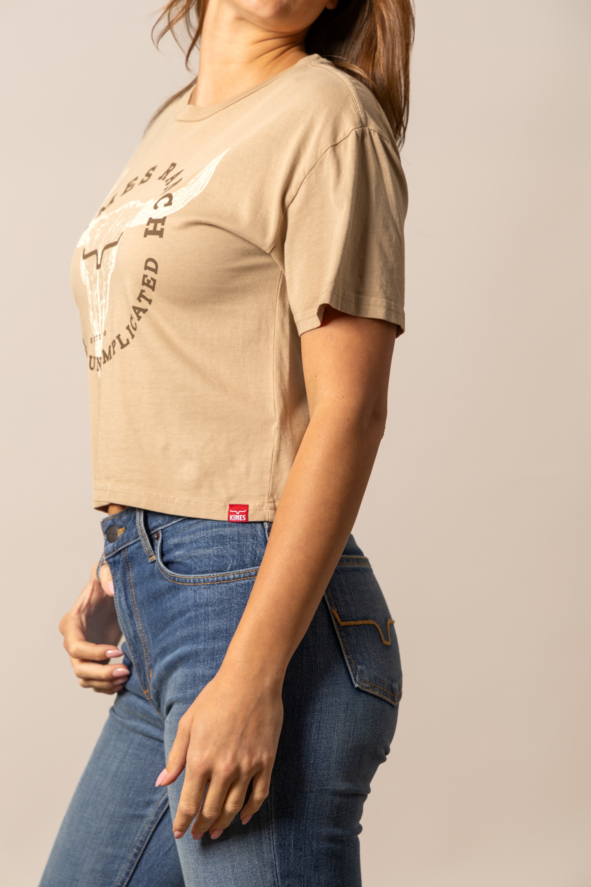 Kimes Ranch Women's Tan Bison Skull T-Shirt