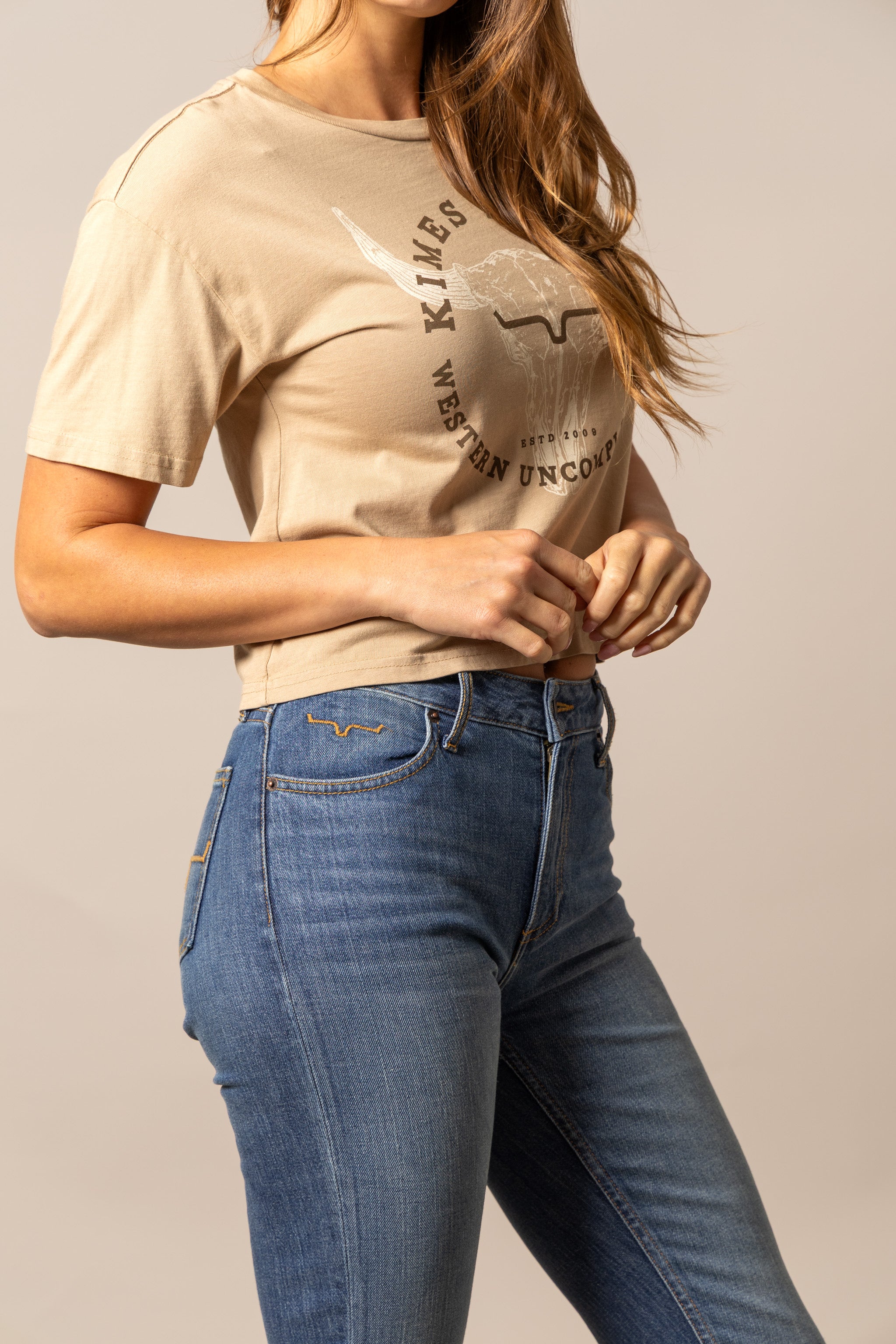Kimes Ranch Women's Tan Bison Skull T-Shirt