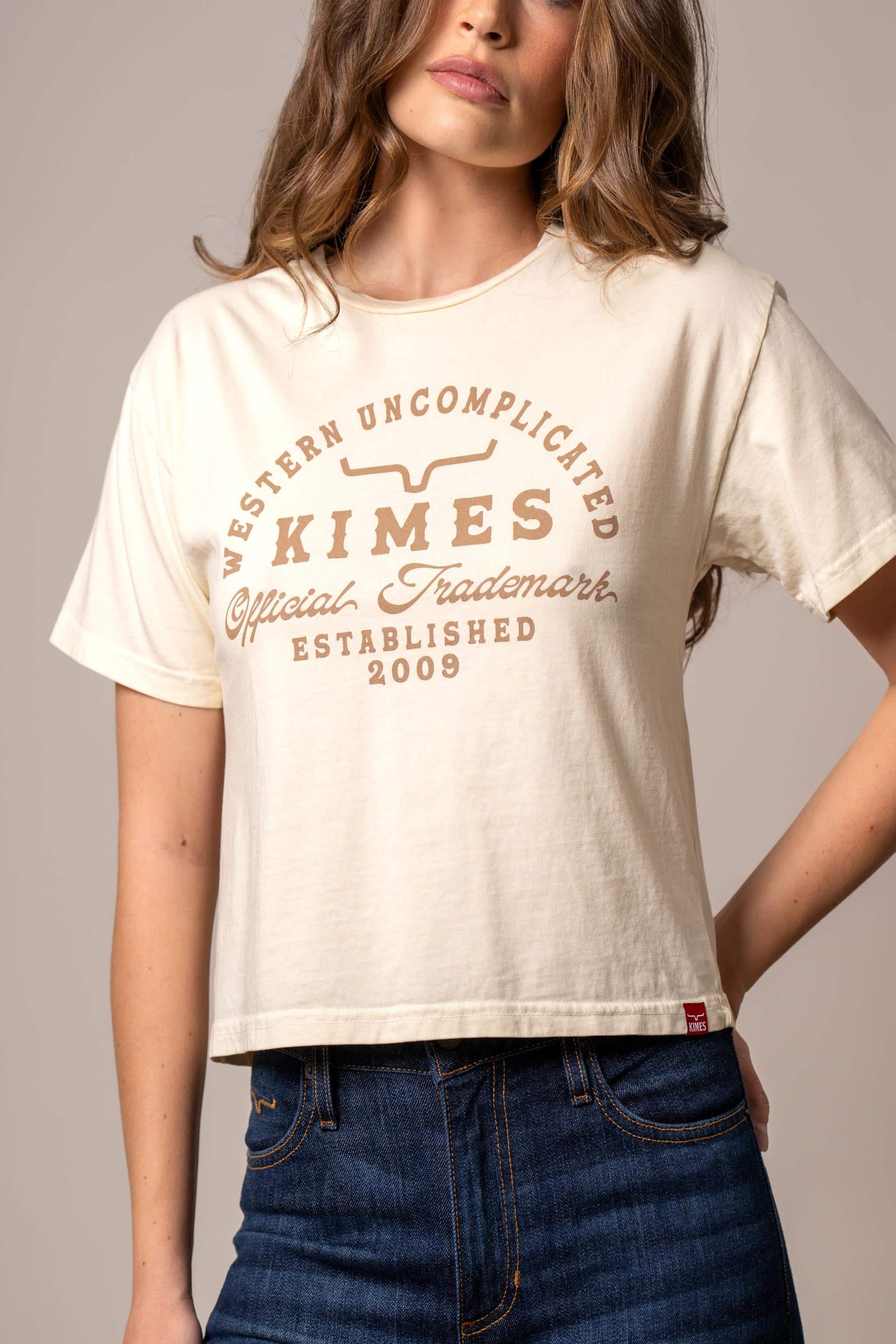 Kimes Ranch Women's Ivory Heavy Text T-Shirt