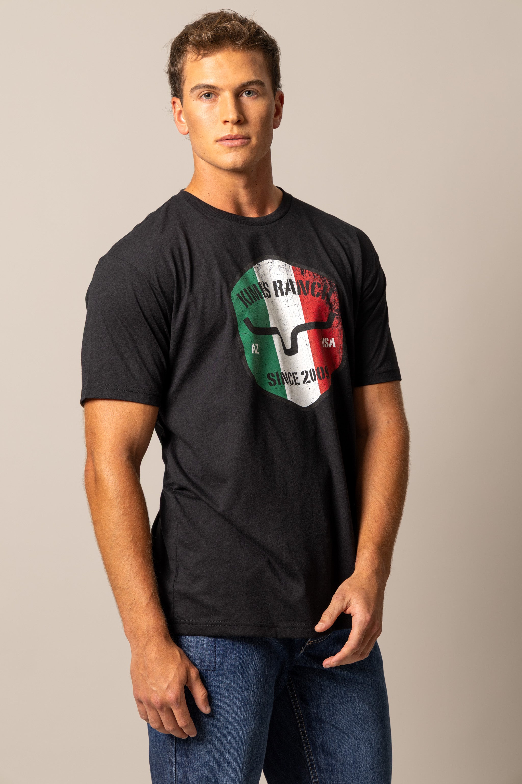 Kimes Ranch Triple Stripe Black T-Shirt