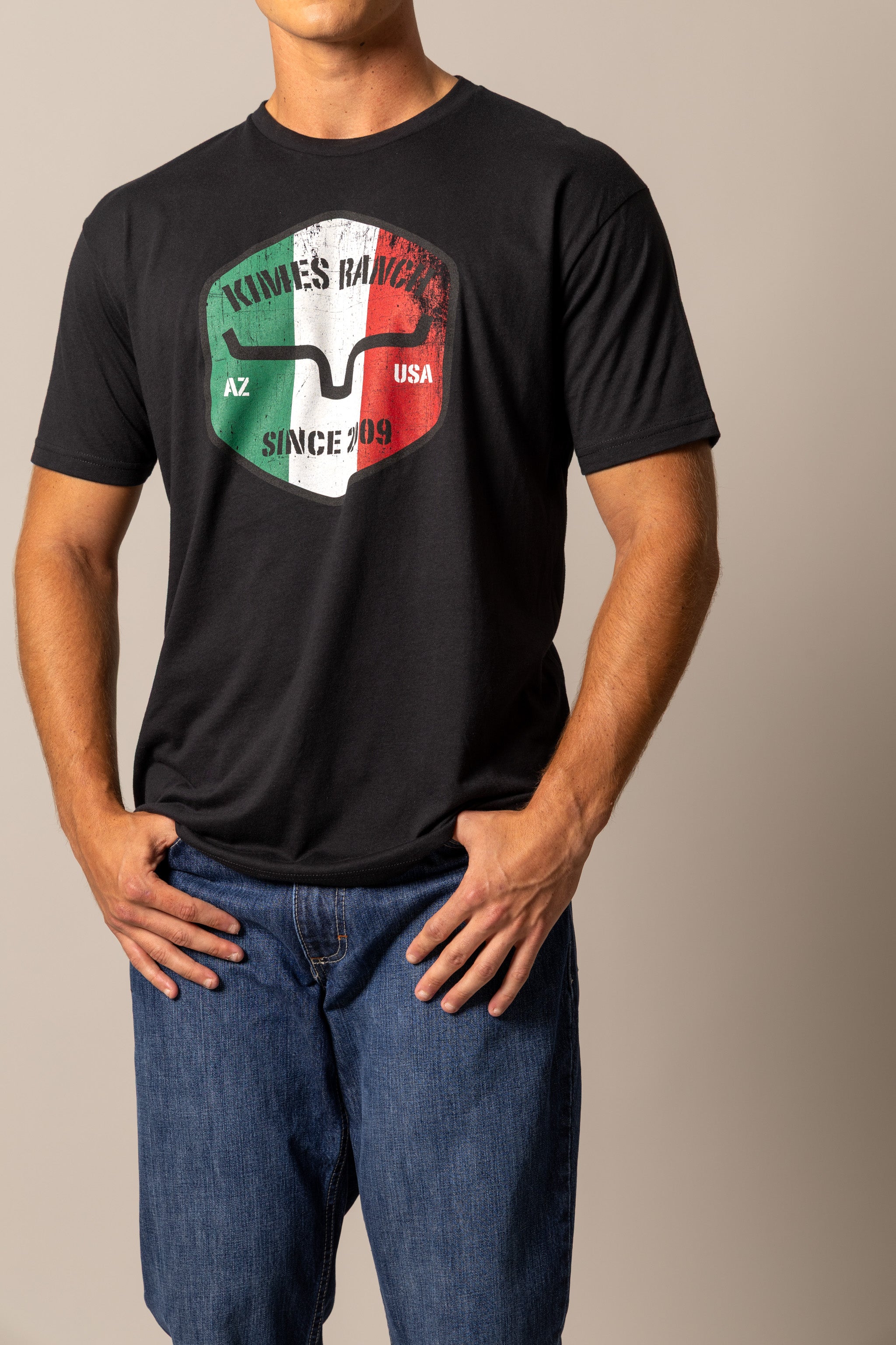 Kimes Ranch Triple Stripe Black T-Shirt