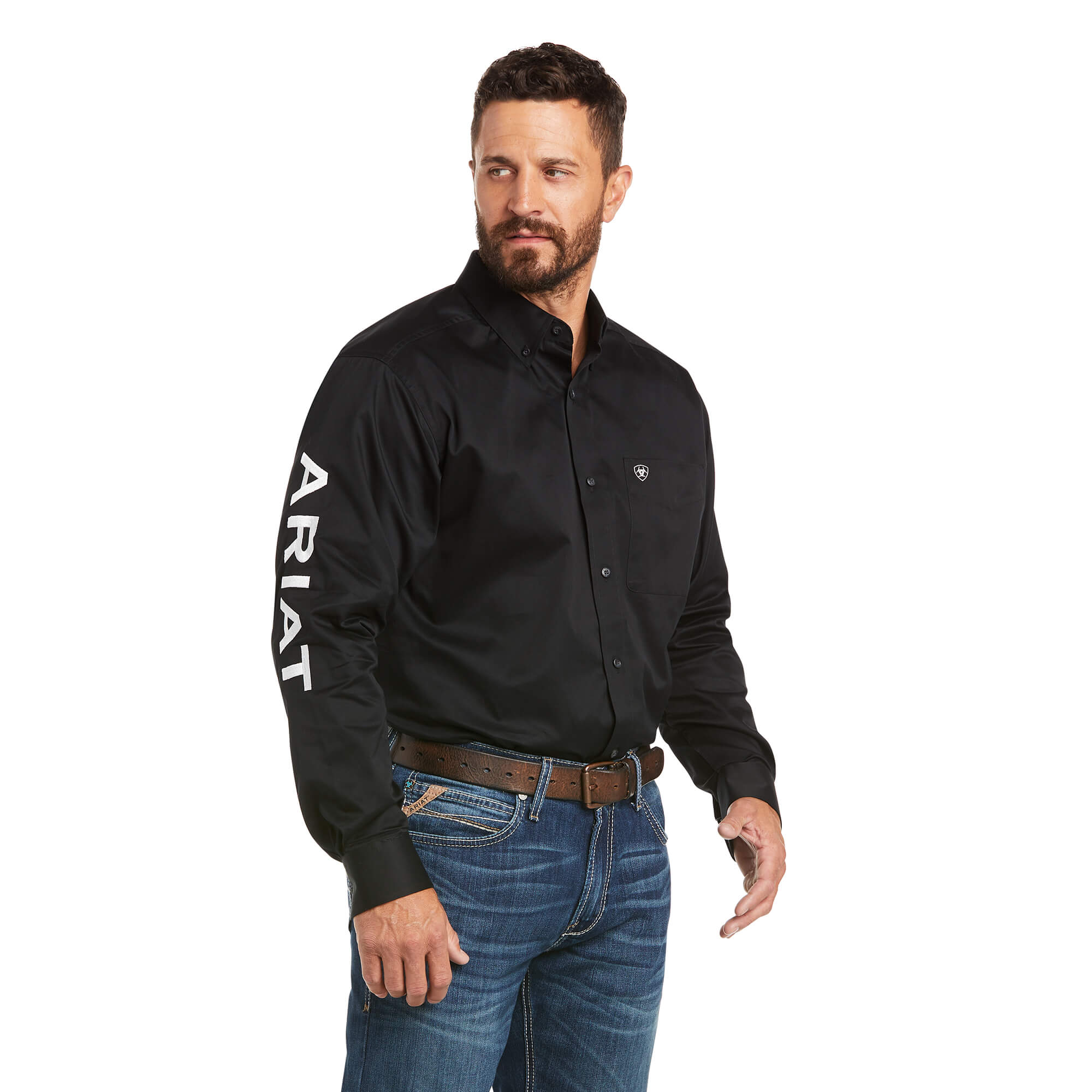 Ariat Black Team Logo Twill Classic Fit Long Sleeve Shirt