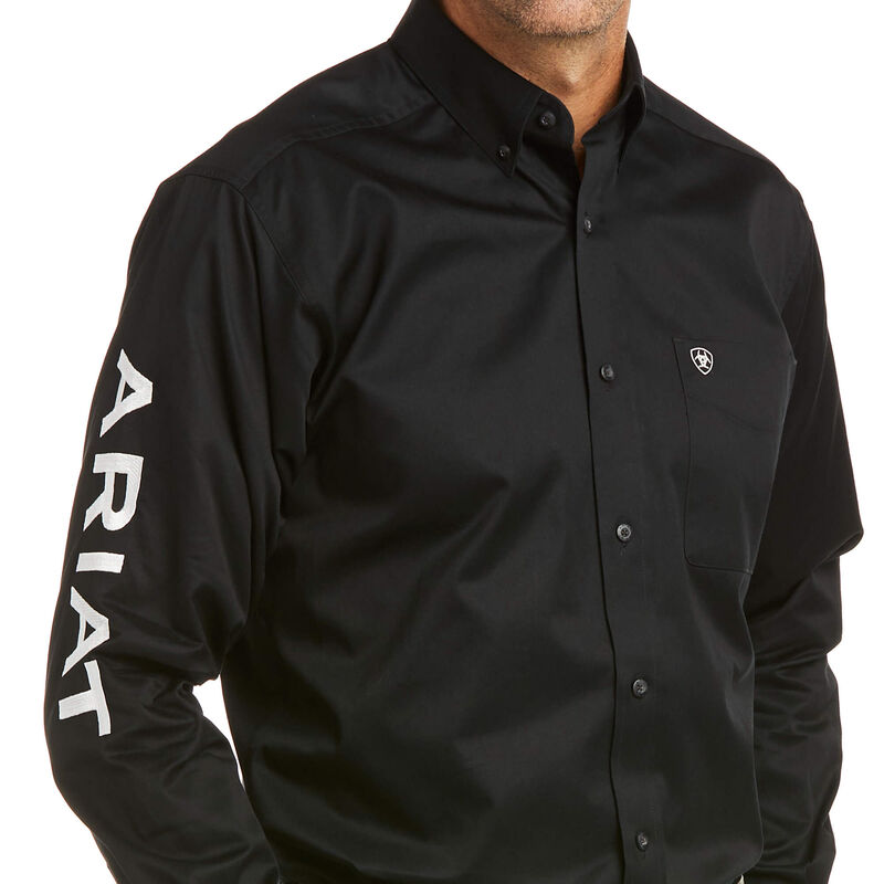 Ariat Black Team Logo Twill Fitted Long Sleeve Shirt