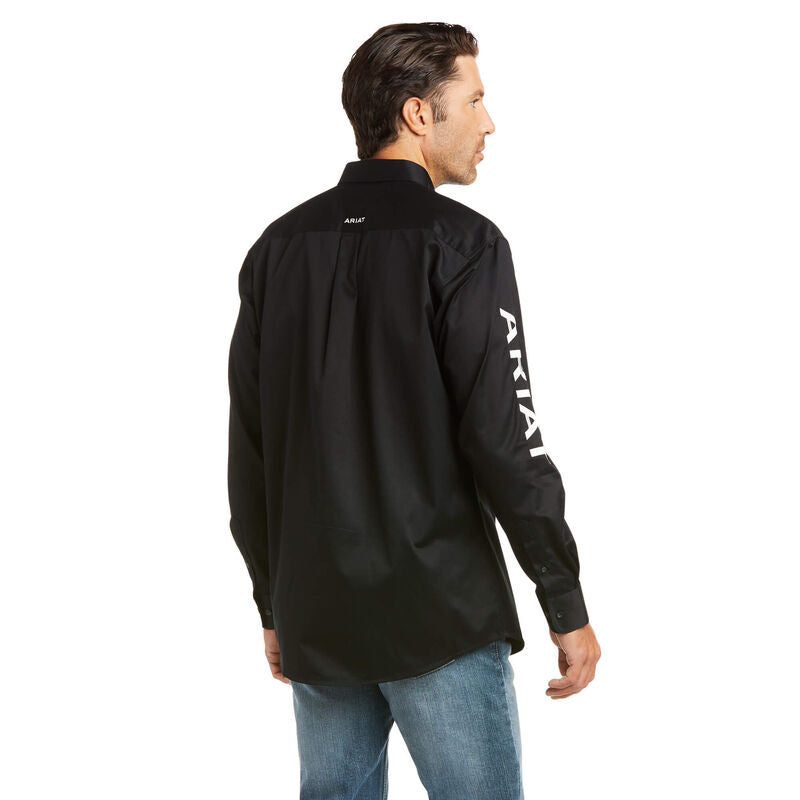 Ariat Black Team Logo Twill Fitted Long Sleeve Shirt
