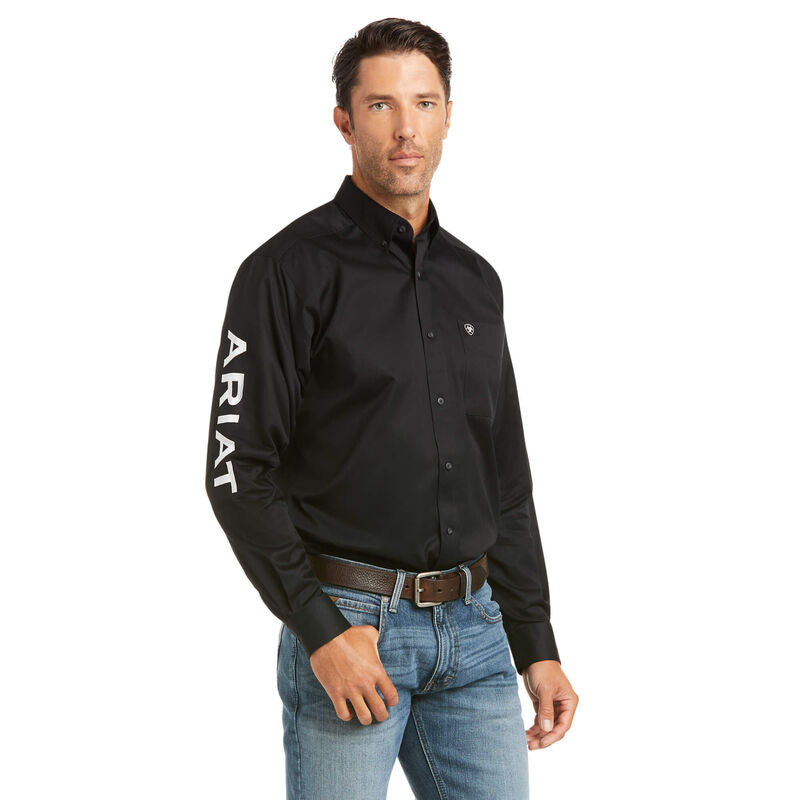 Ariat Black Team Logo Twill Fitted Long Sleeve Shirt