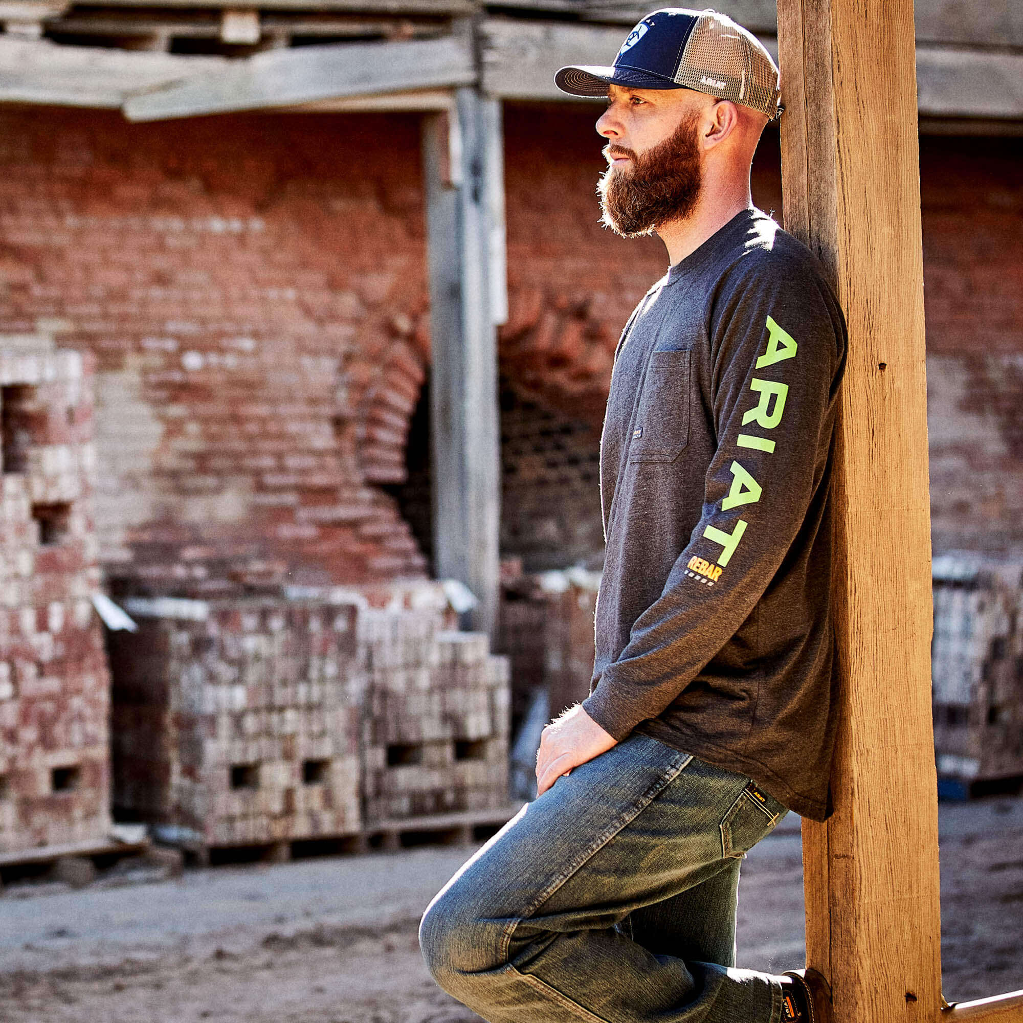 Ariat Charcoal Rebar Cotton Strong Long Sleeve T-Shirt