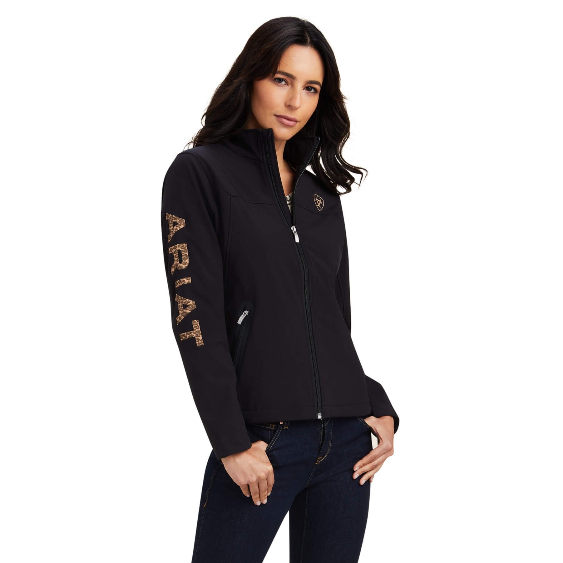Ariat Women's Black Leopard New Team Softshell Jacket