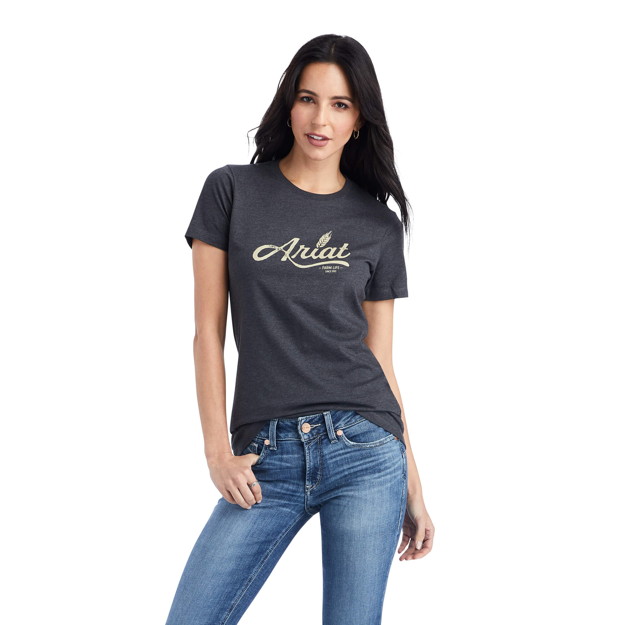 Ariat Women's Charcoal Heather Wheat Script Tee