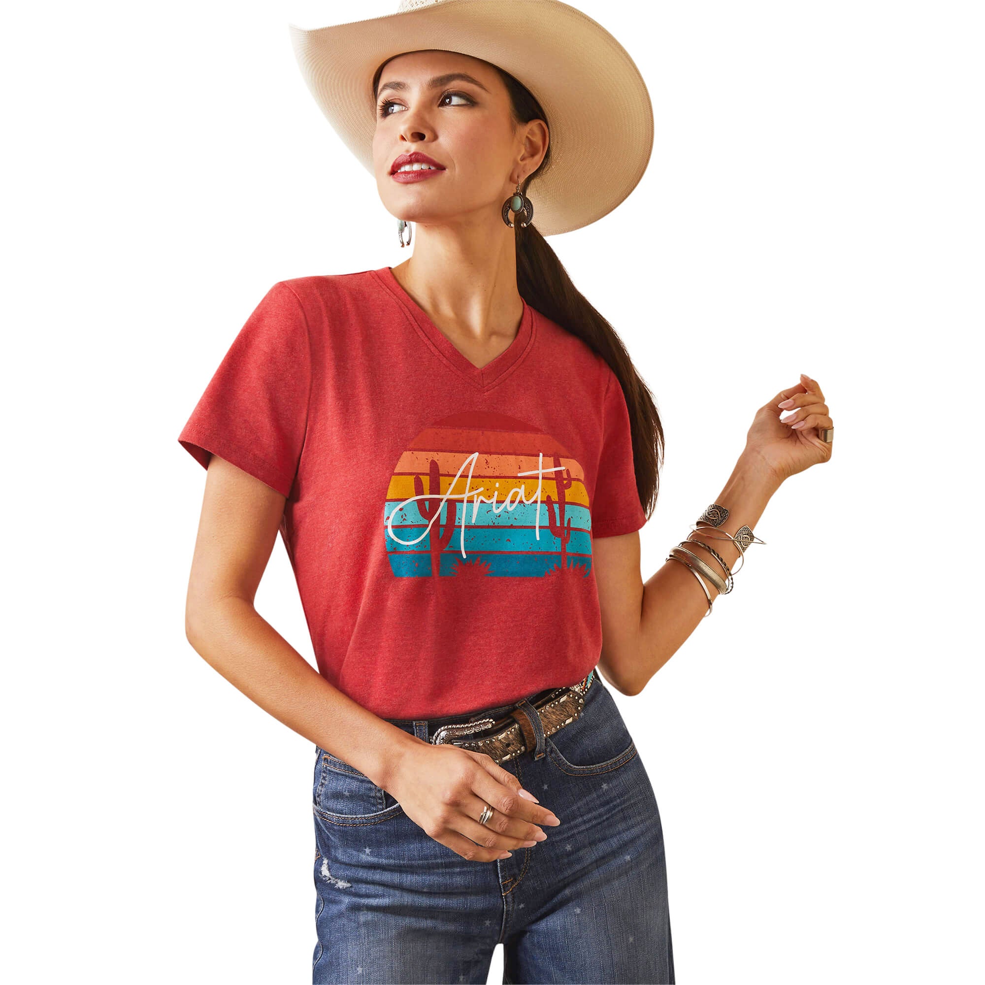Ariat Women's REAL Aura Orange Horizon T-Shirt