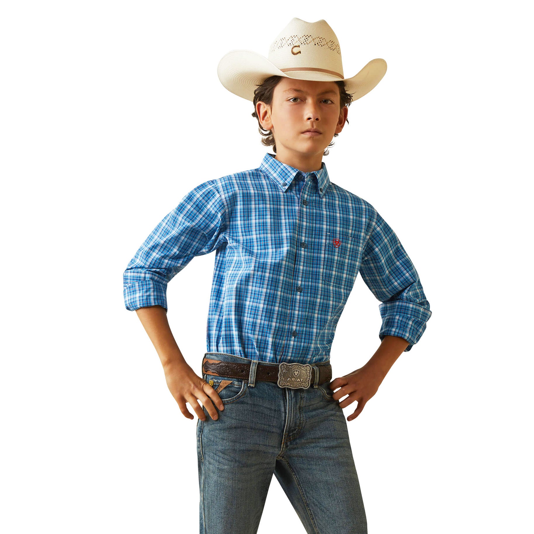 Ariat Kids' Light Blue Pro Series Leyton Classic Fit Shirt