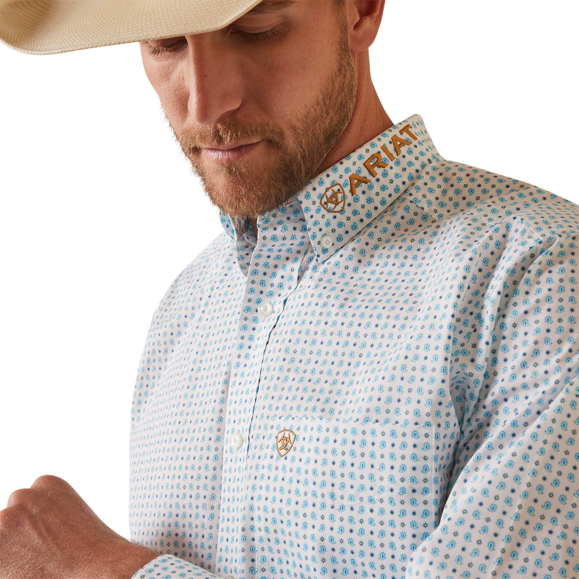 Ariat White Team Stuart Fitted Long Sleeve Shirt