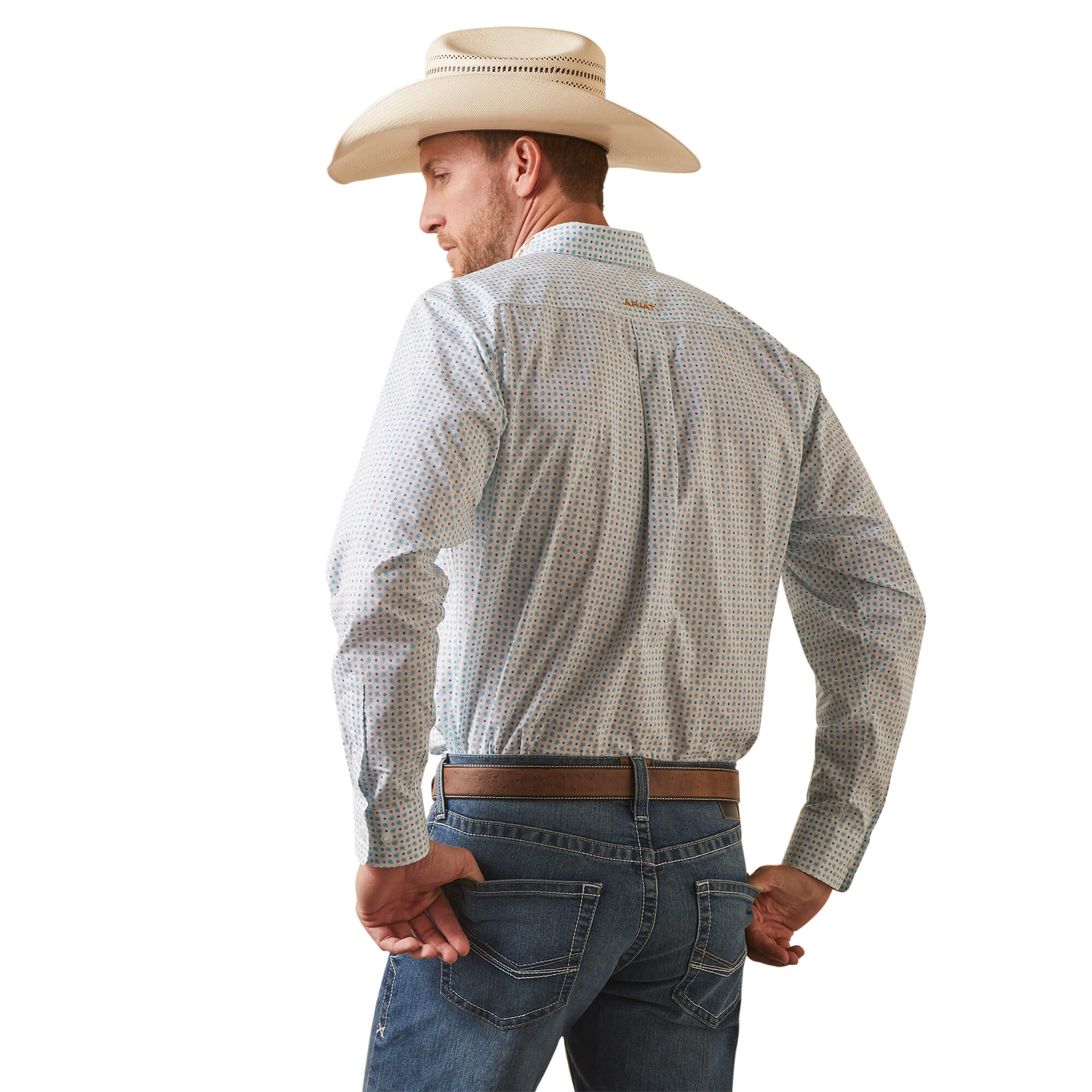 Ariat White Team Stuart Fitted Long Sleeve Shirt