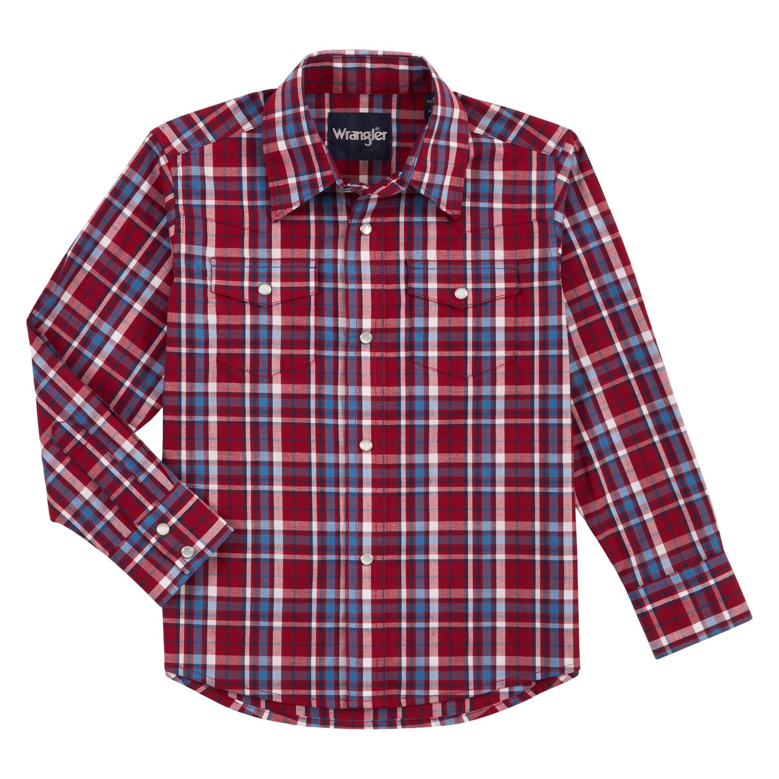 Wrangler Boys Wrinkle Resist Red Long Sleeve Shirt