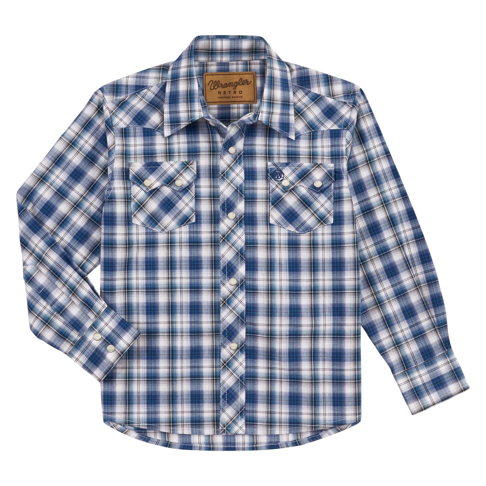 Wrangler Retro Boys Blue Long Sleeve Shirt