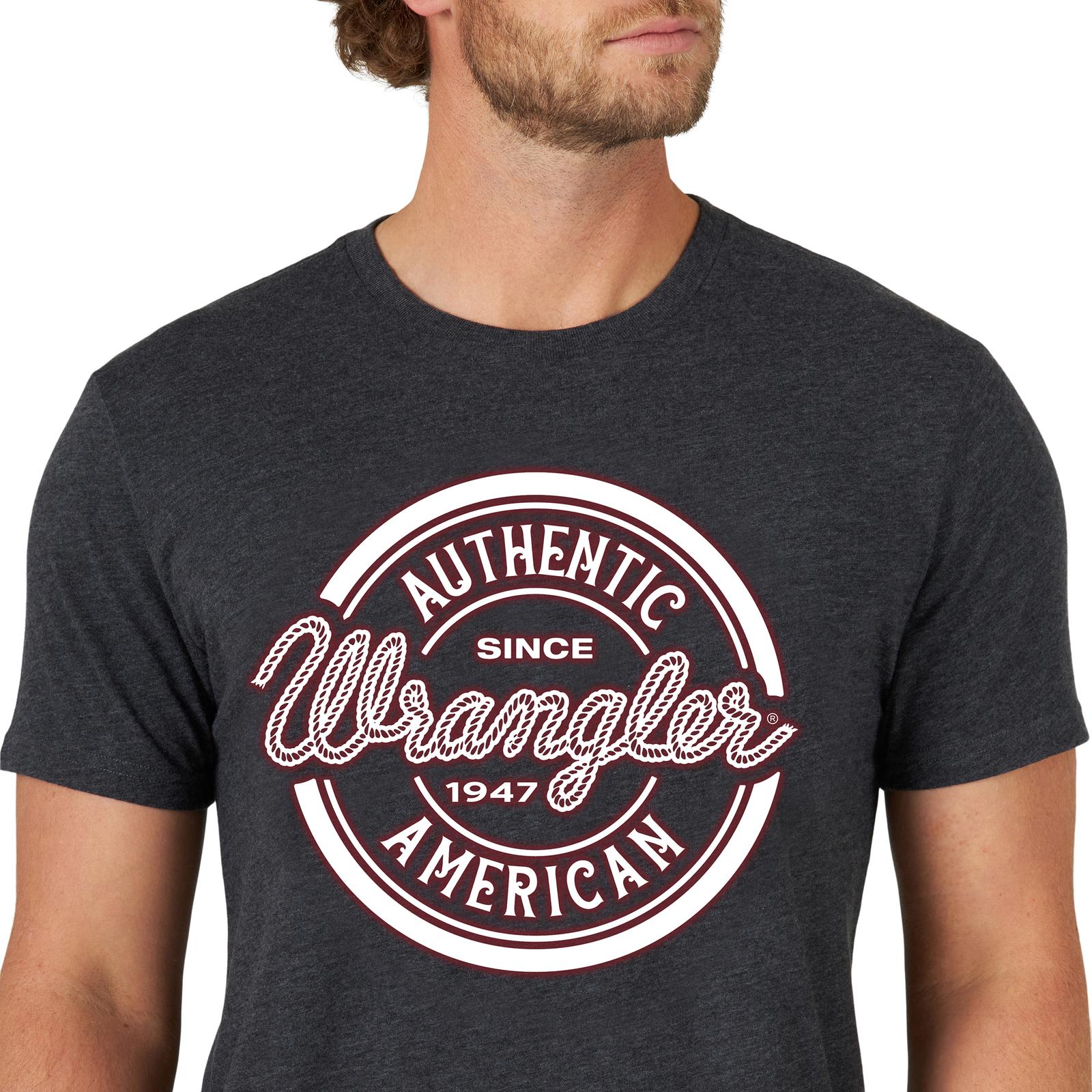 Wrangler Caviar Heather Rope Logo T Shirt