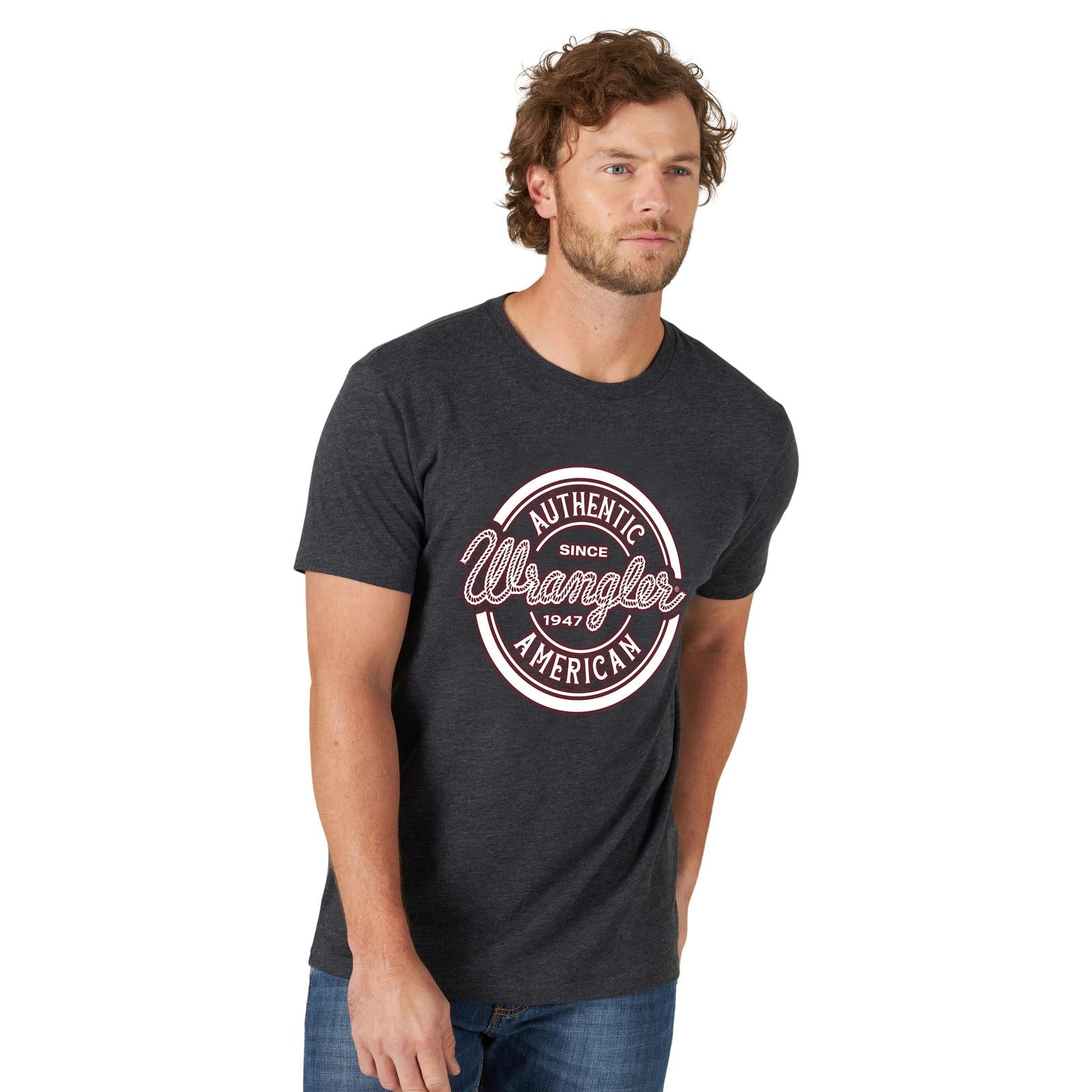 Wrangler Caviar Heather Rope Logo T Shirt