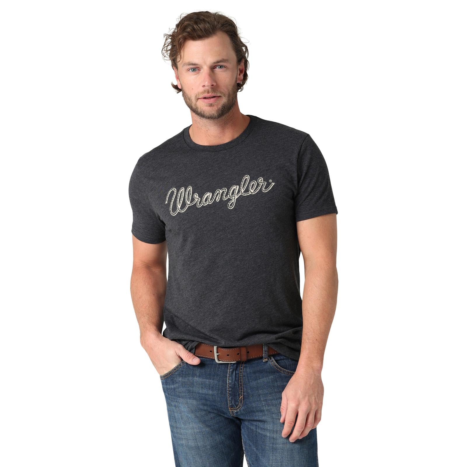 Wrangler Caviar Heather Rope Logo T Shirt