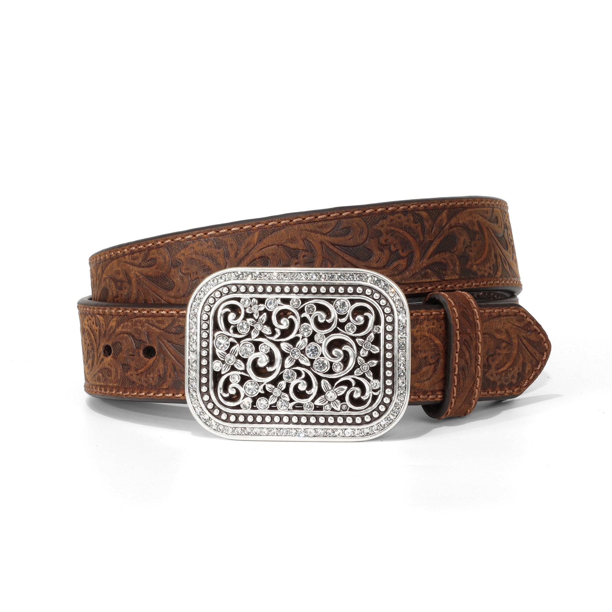 Ariat Women's Medium Brown Rhinestone Buckle Belt