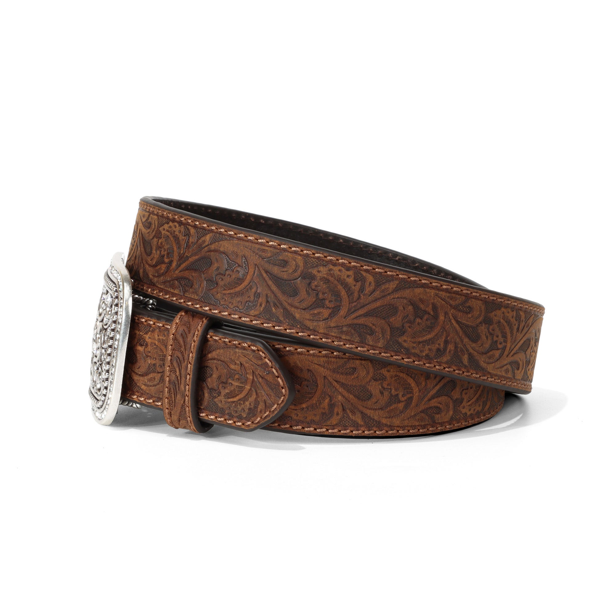Ariat Women's Medium Brown Rhinestone Buckle Belt