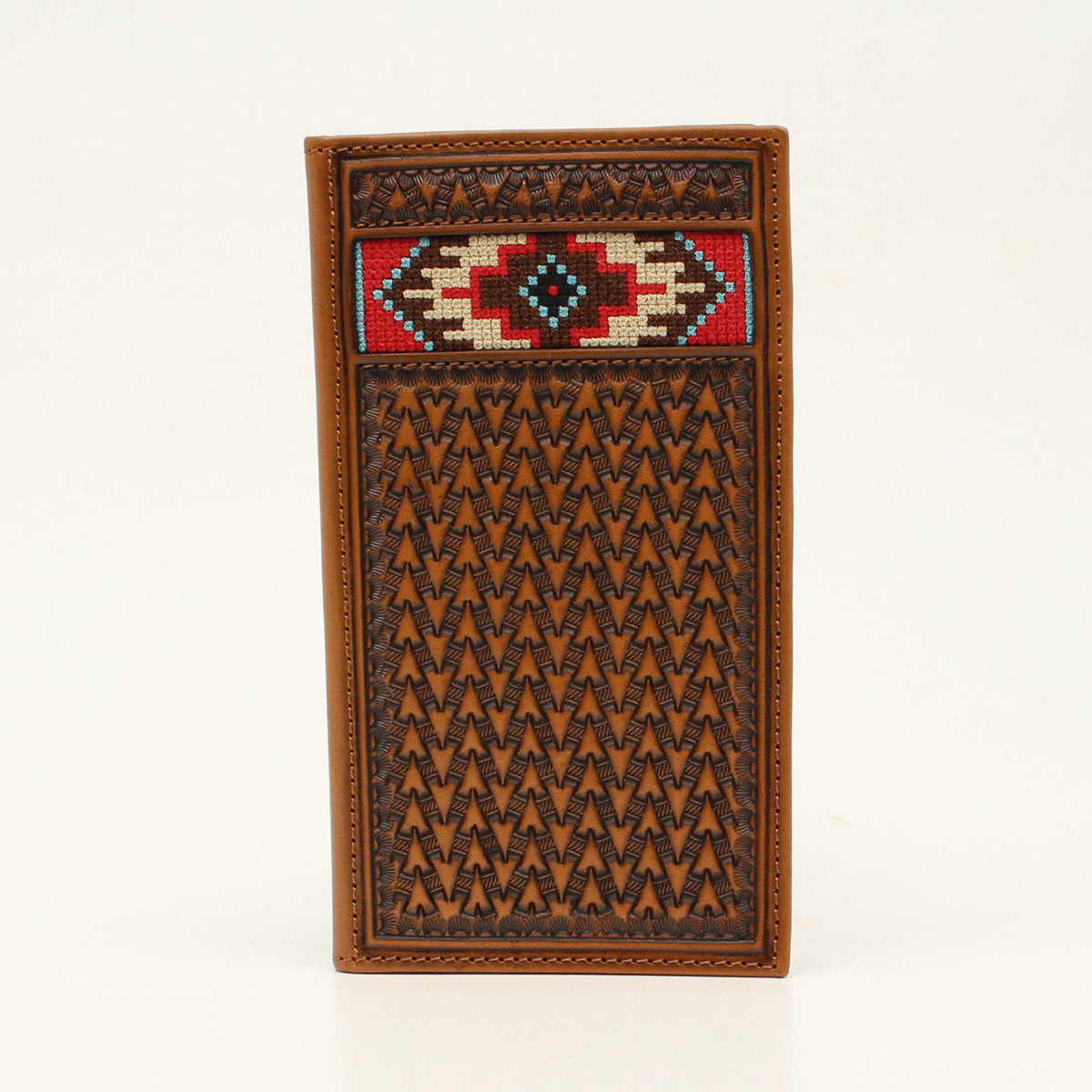 Ariat Tan Southwestern Embroidered Inlay Rodeo Wallet