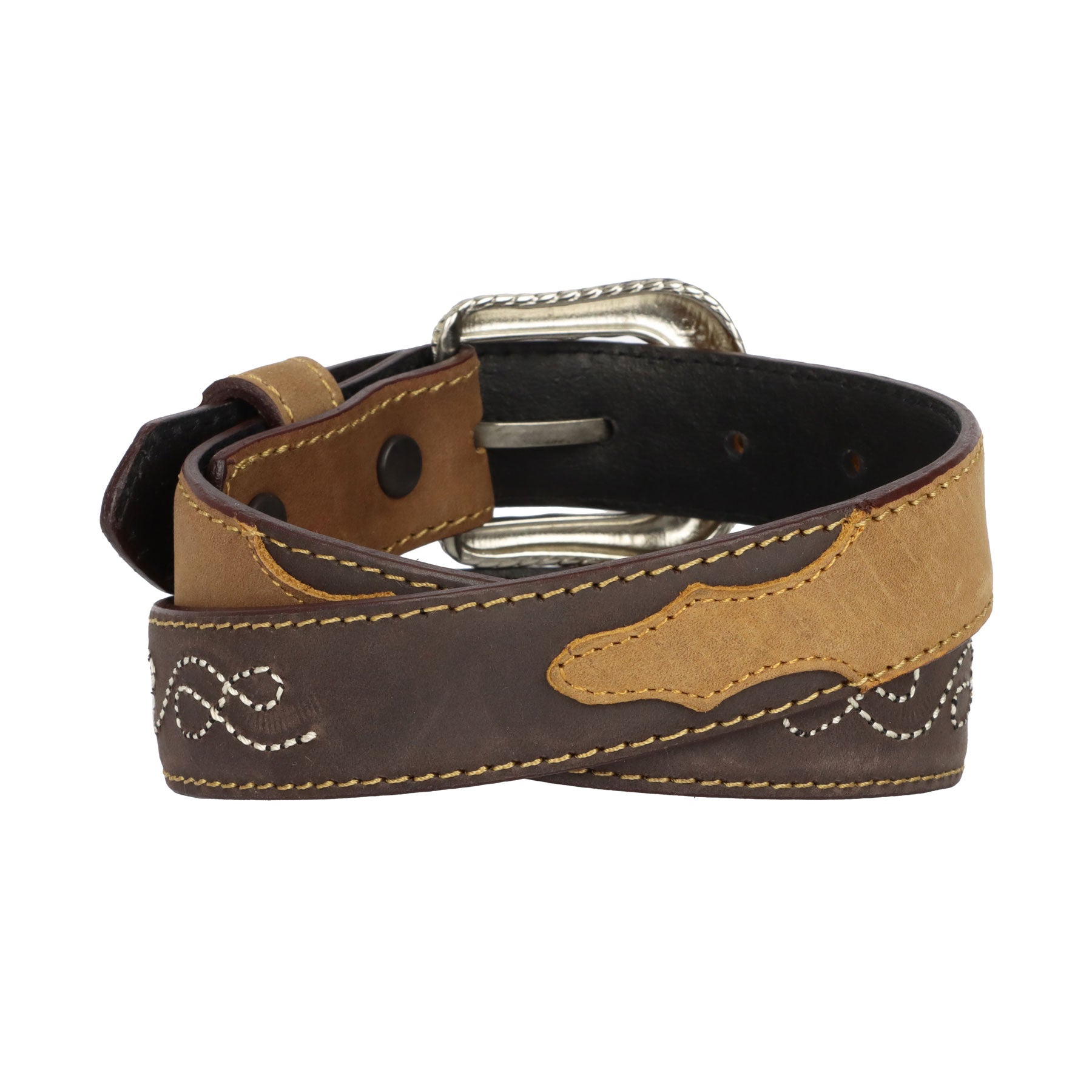 Stone Belts Youth Brown Stitched Belt