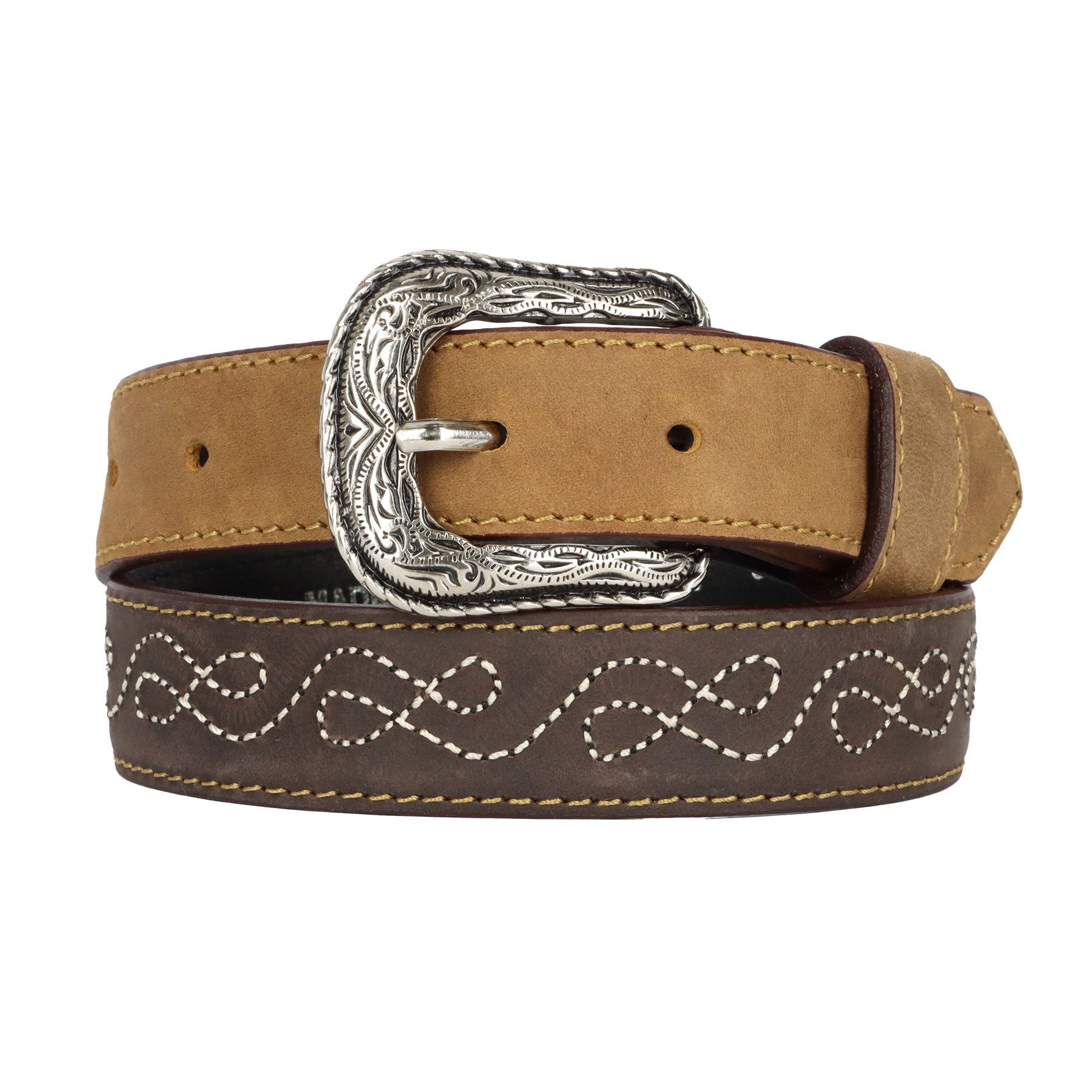Stone Belts Youth Brown Stitched Belt