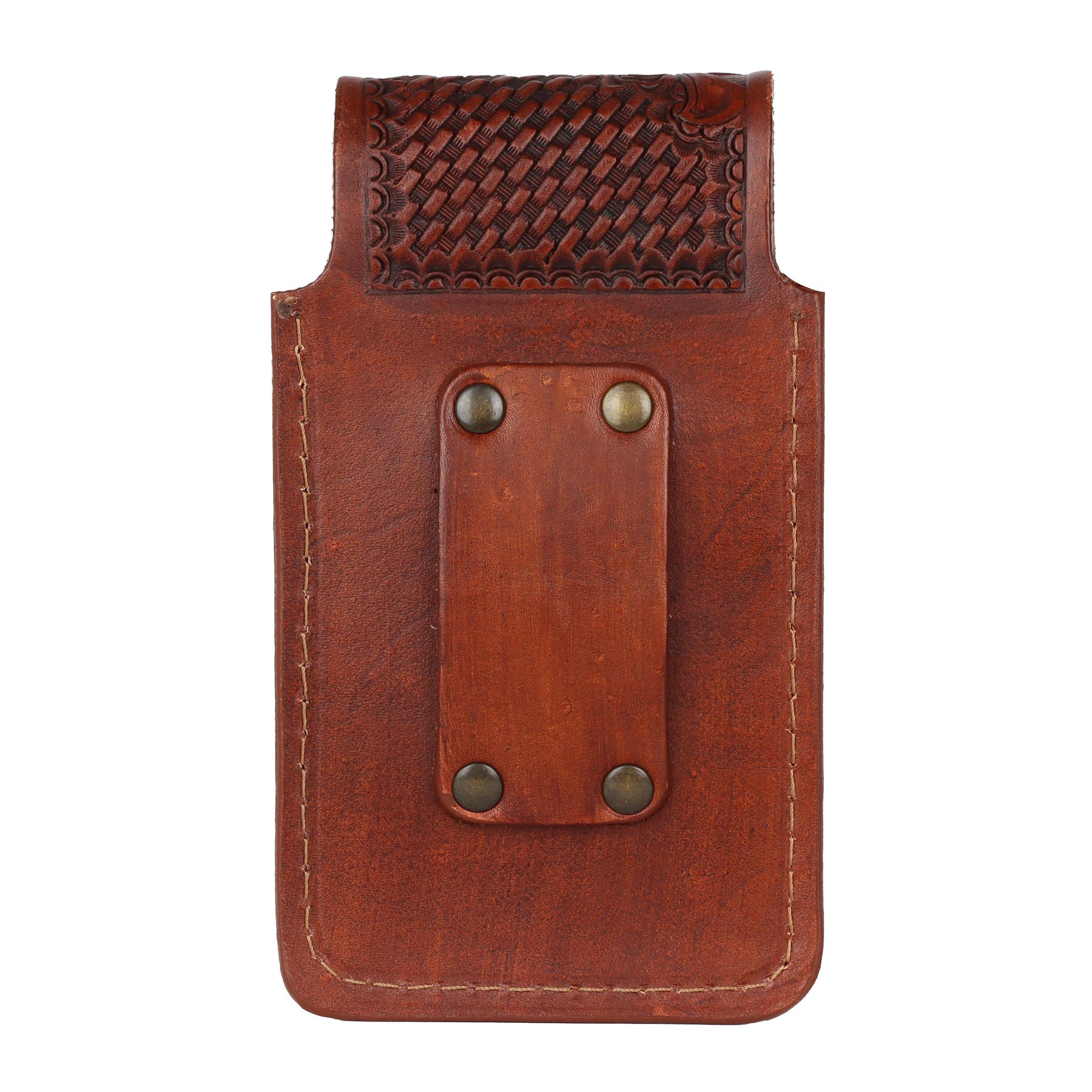 Tombstone Brown Tooled Floral Basketweave Phone Case