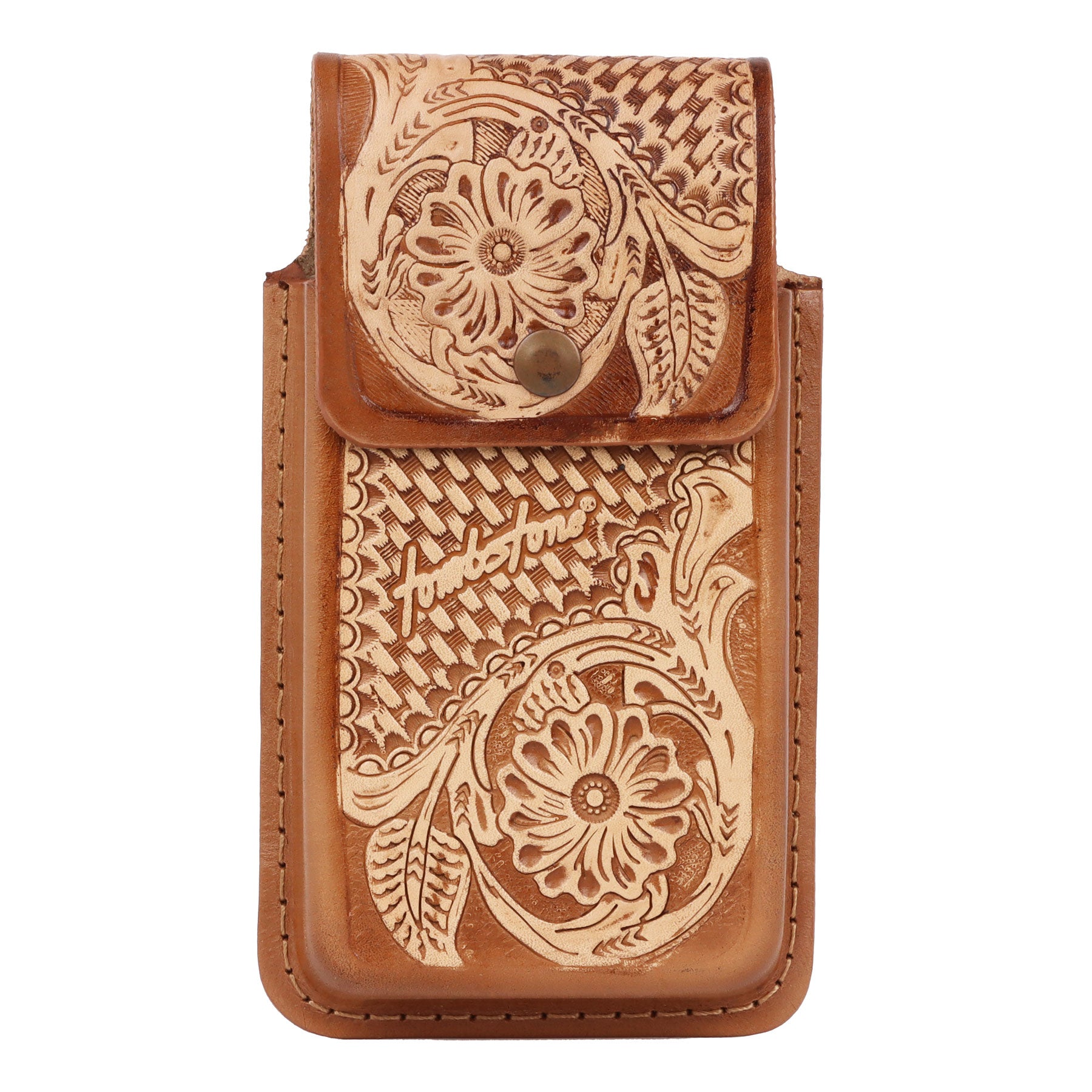 Tombstone Tan Tooled Floral Basketweave Phone Case