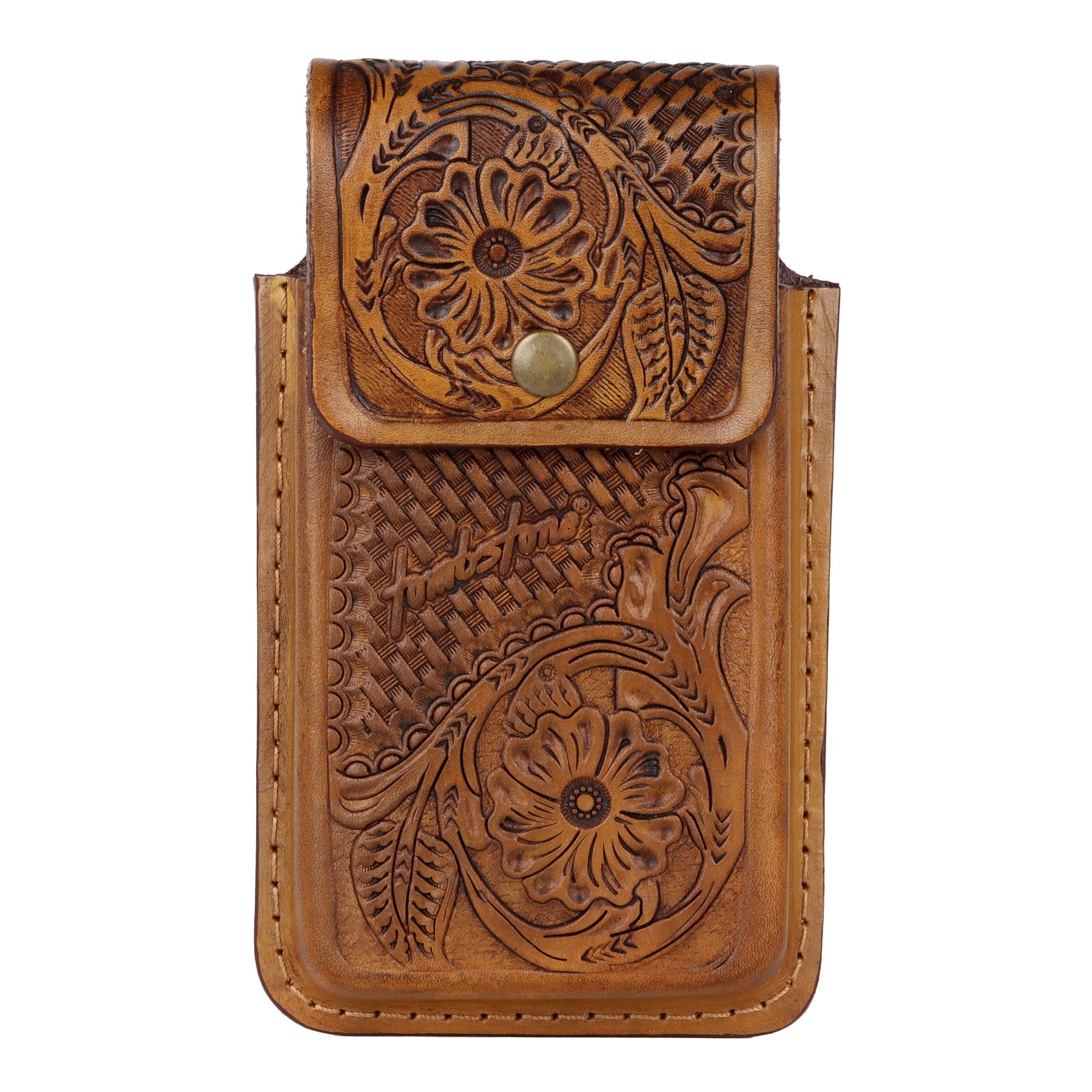 Tombstone Tooled Floral Basketweave Phone Case