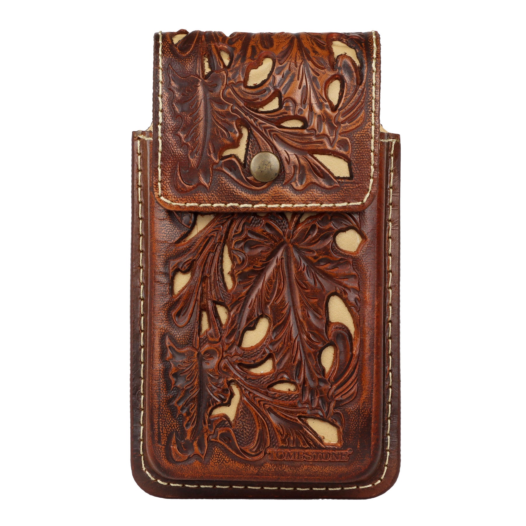Tombstone Med. Brown Floral Tooled Phone Case