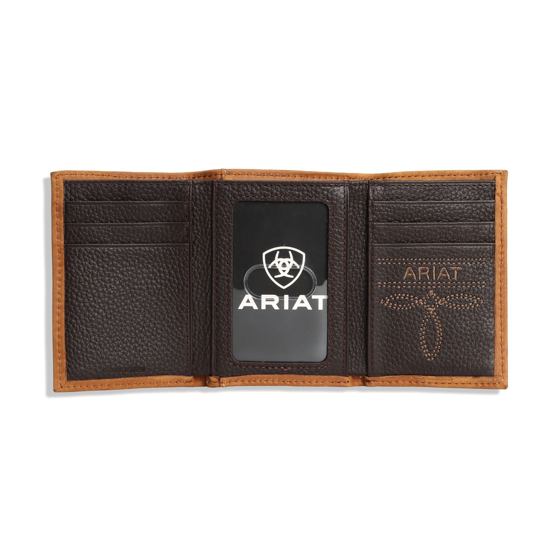 Ariat Medium Brown Vertical Debossed Trifold Wallet
